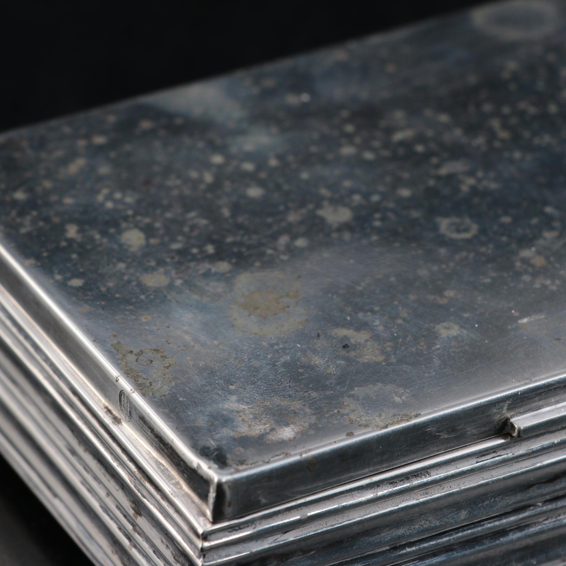 Hans Jensen 833 Silver Cigarette Box with Sterling Needle Holder and More