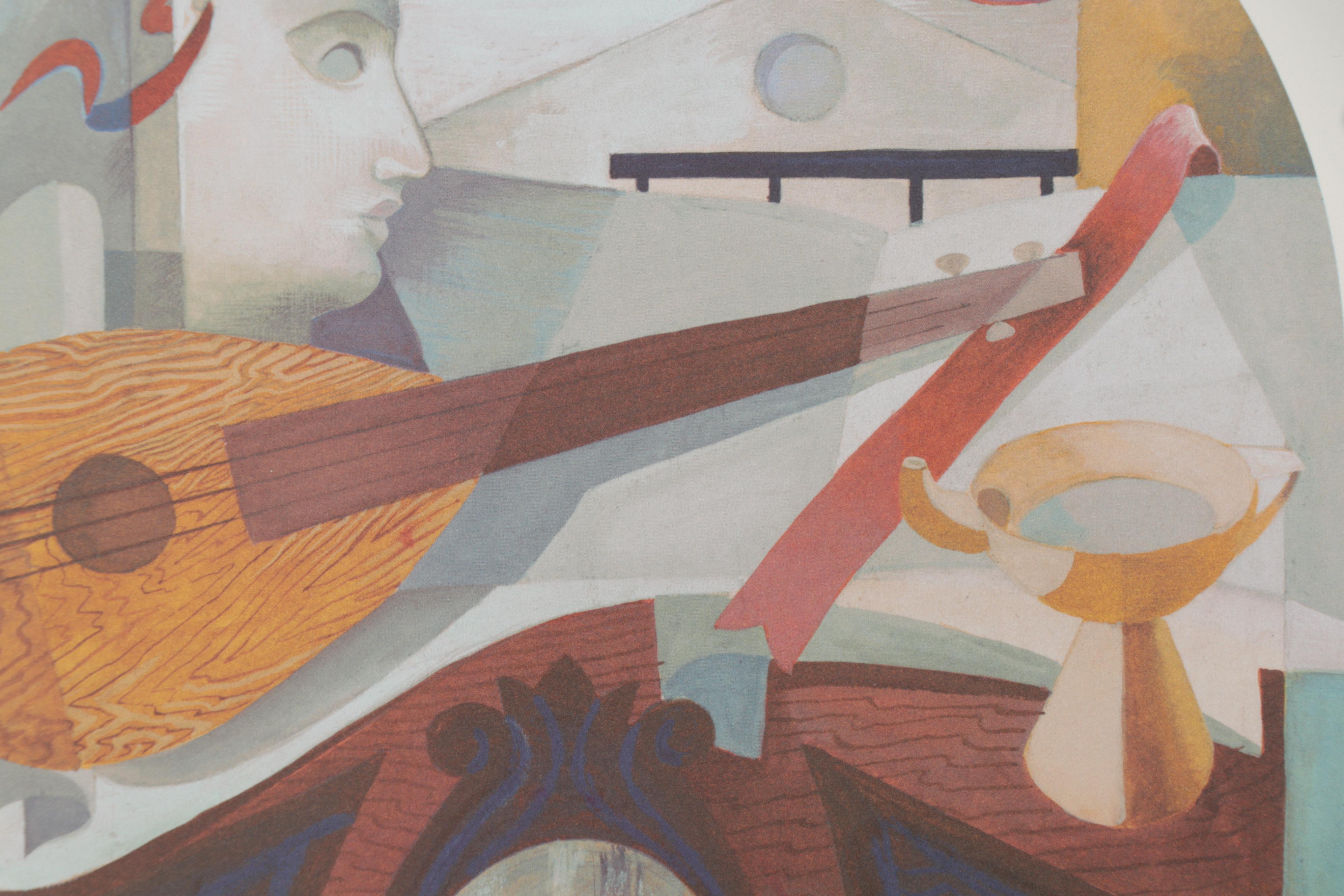 Edgar Yaeger Offset Lithograph of Grosse Pointe High School Mural Sketch