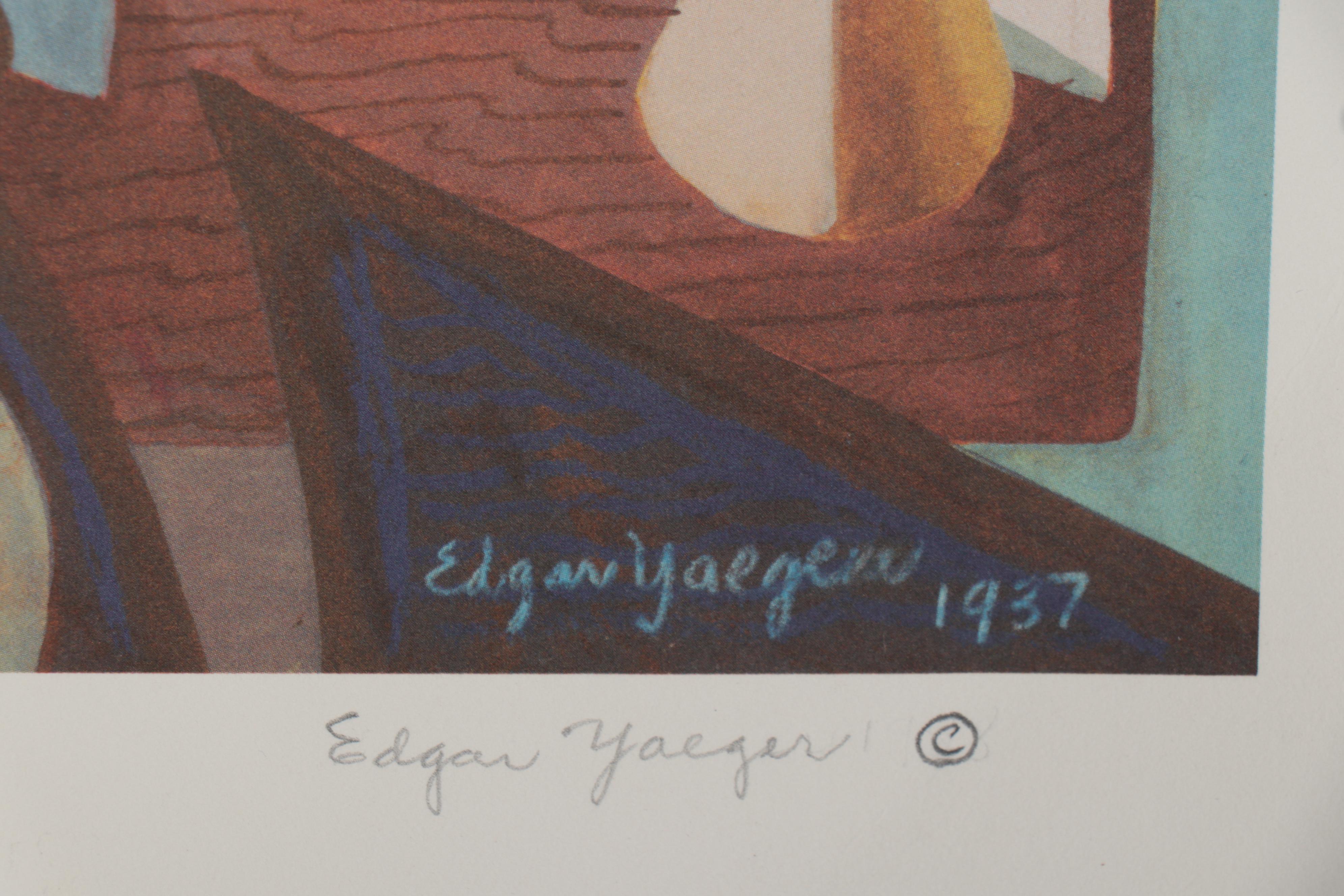 Edgar Yaeger Offset Lithograph of Grosse Pointe High School Mural Sketch