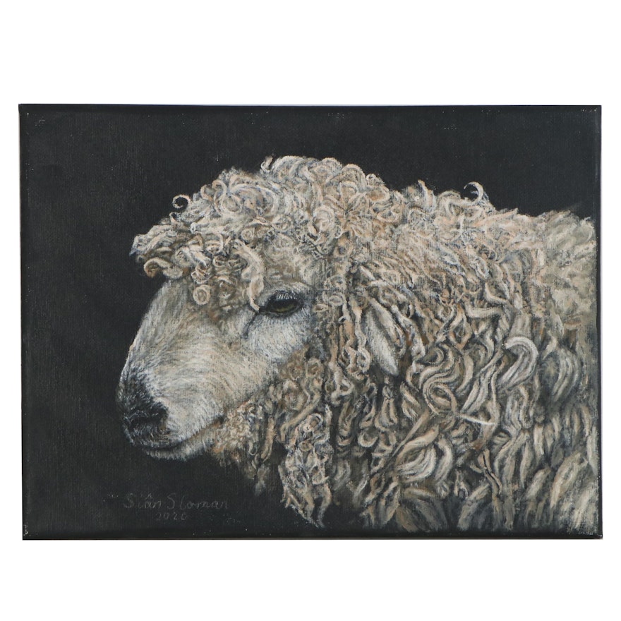 Siân Sloman  Oil Painting of a Sheep, 2020