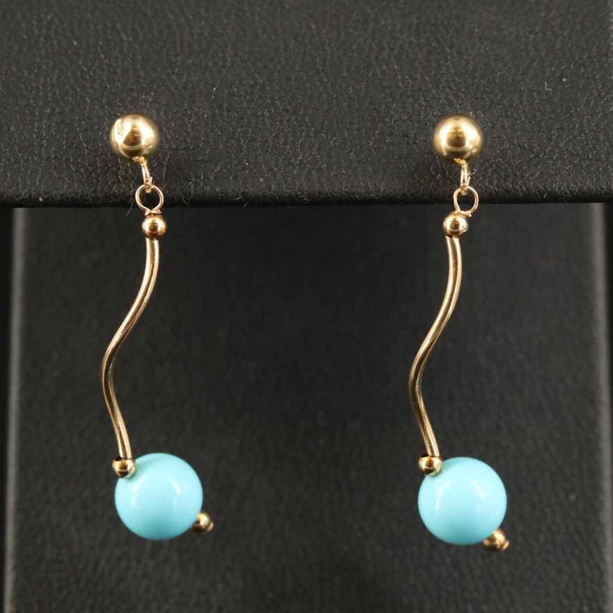 14K Imitation Turquoise Dangle Earrings