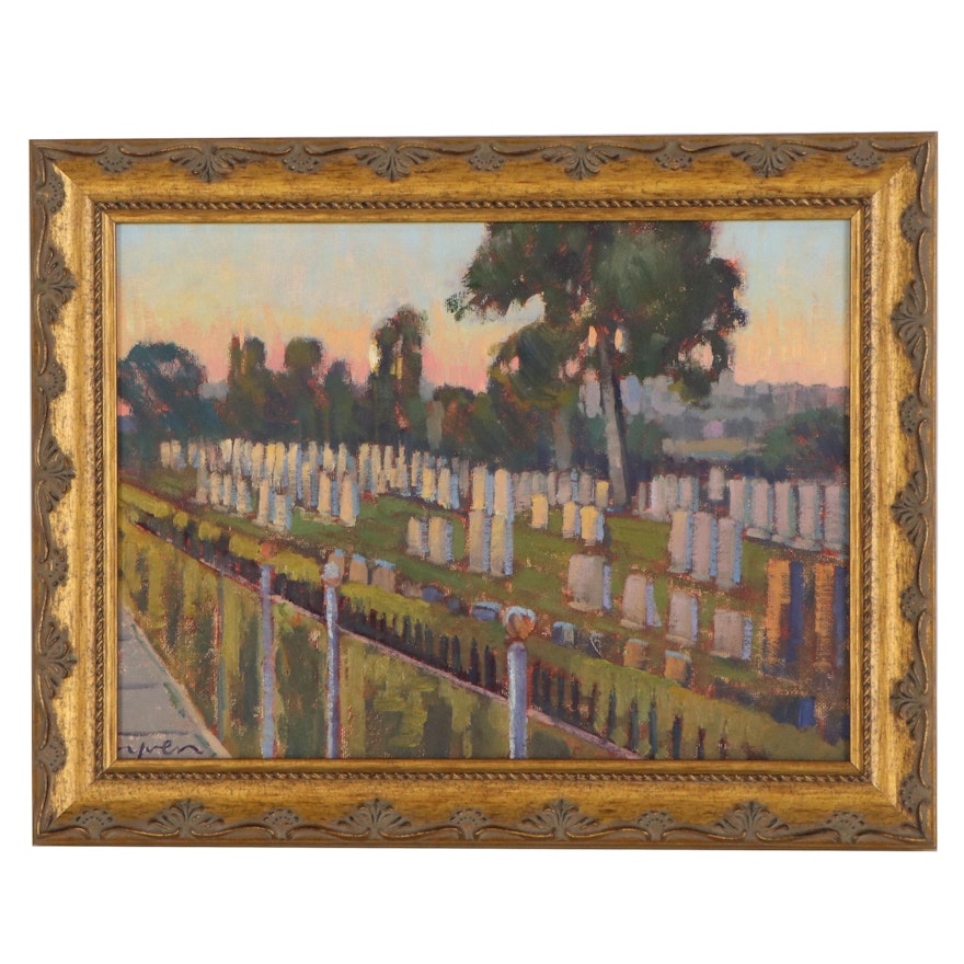 Kevin Yuen Oil Painting "Mt. Hope Cemetery, San Diego, CA," 2020