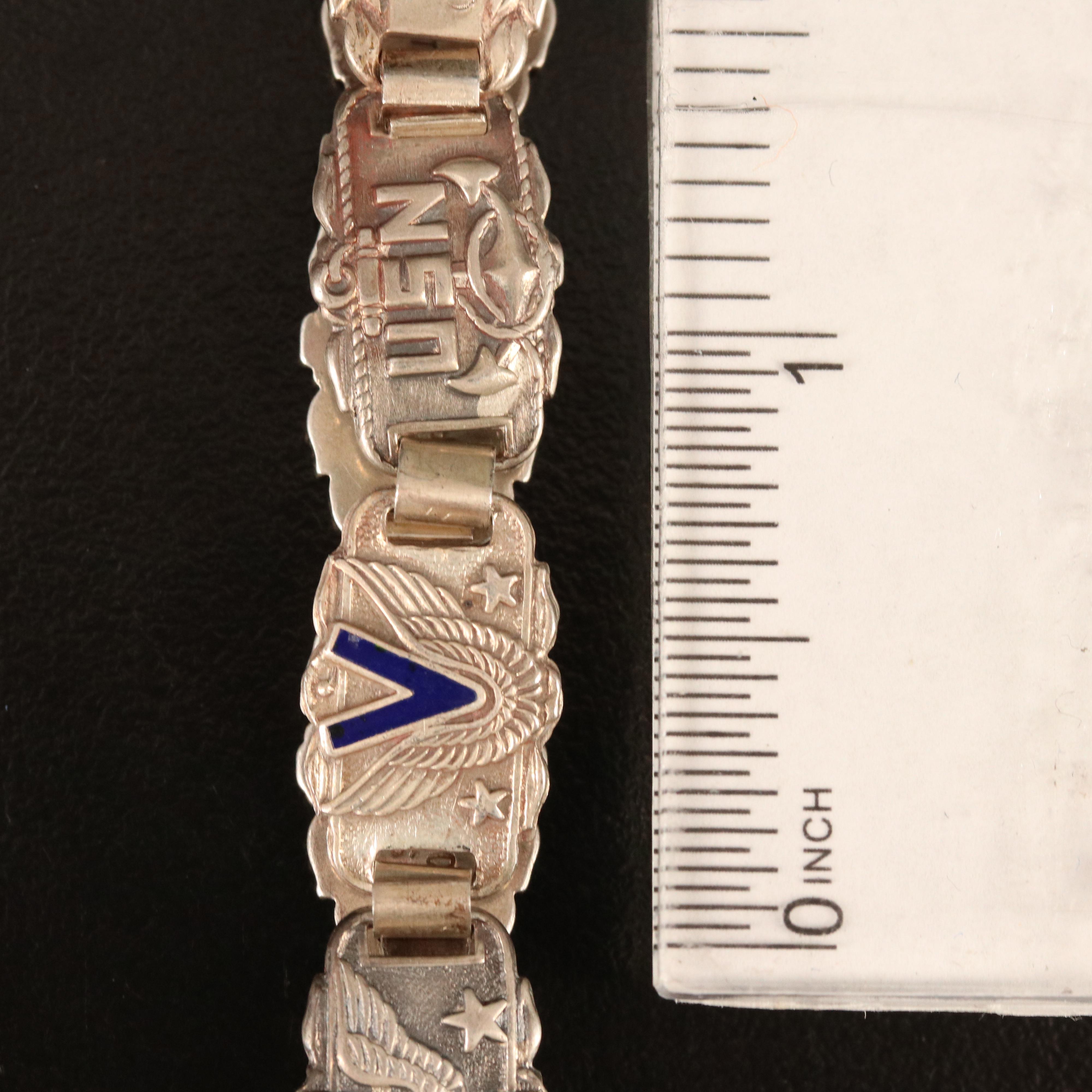 1940s Sterling Silver "Forget Me Not" Bracelet