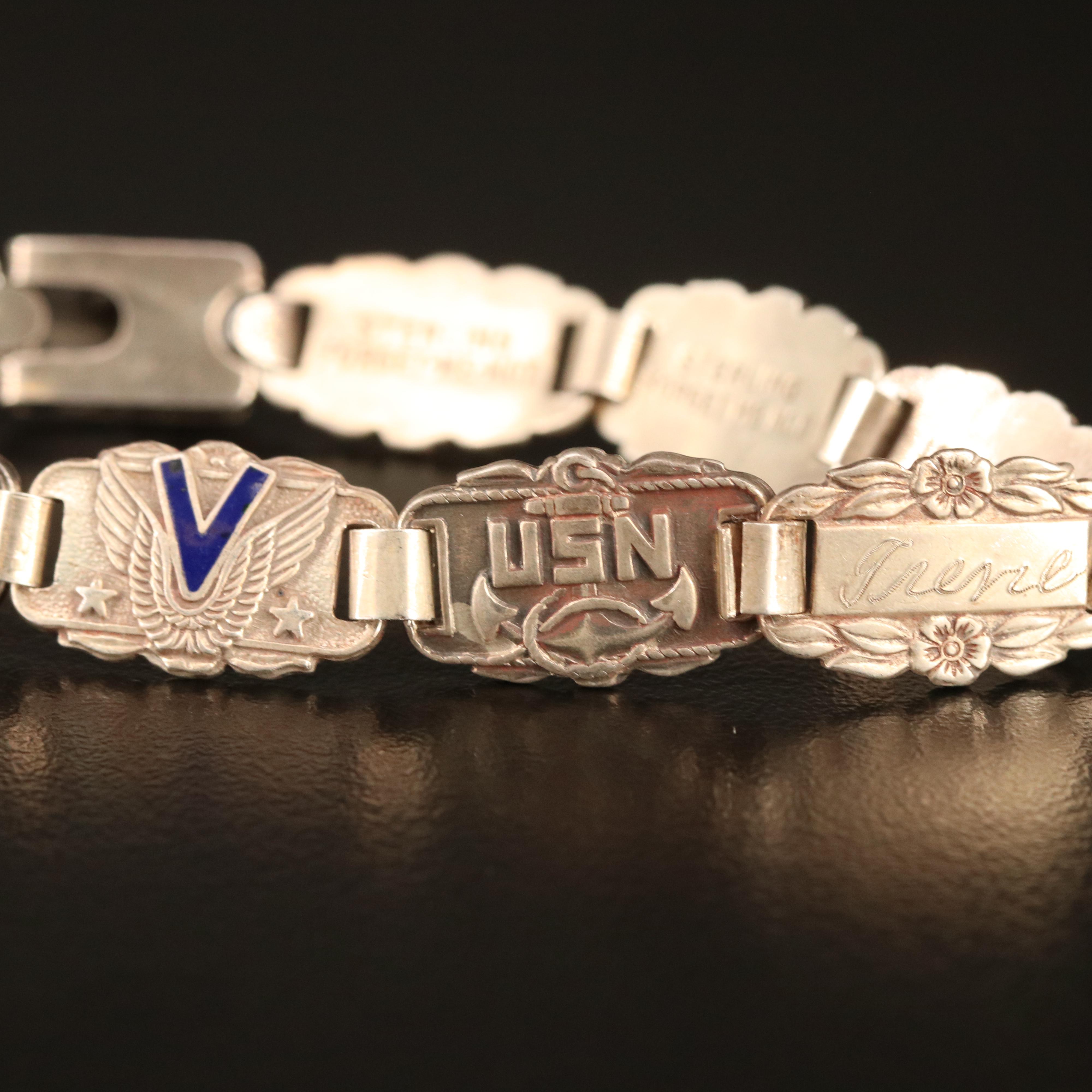 1940s Sterling Silver "Forget Me Not" Bracelet