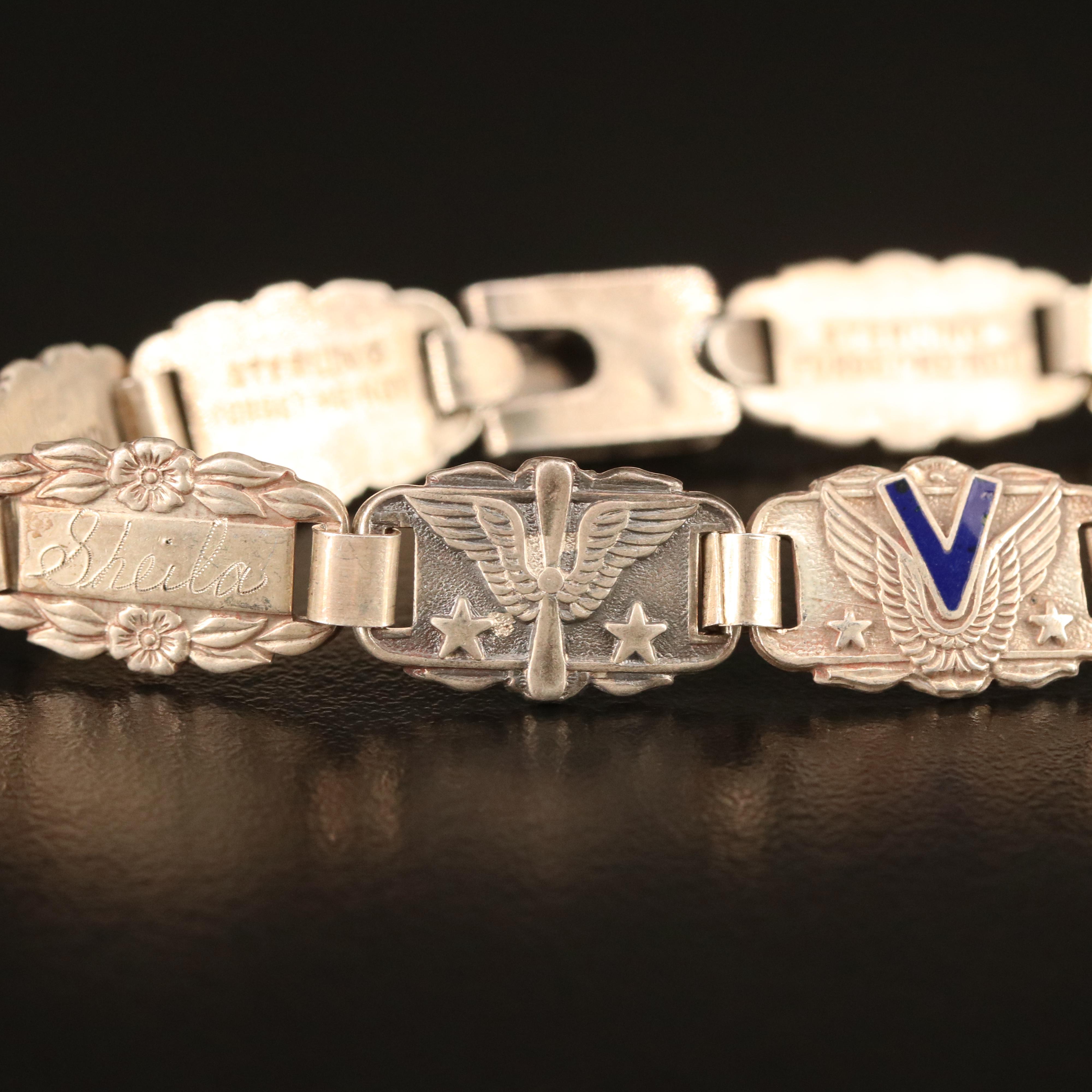 1940s Sterling Silver "Forget Me Not" Bracelet