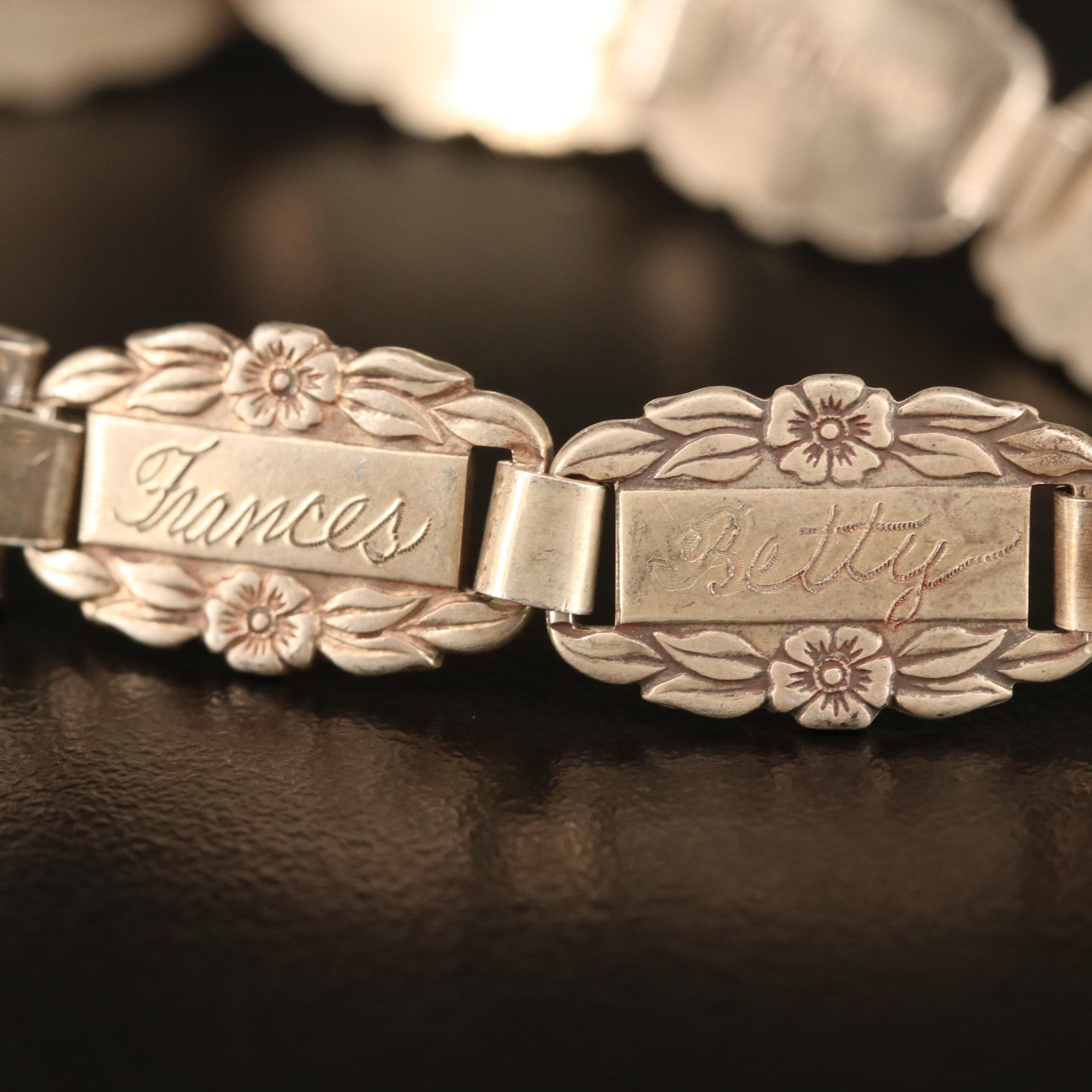 1940s Sterling Silver "Forget Me Not" Bracelet