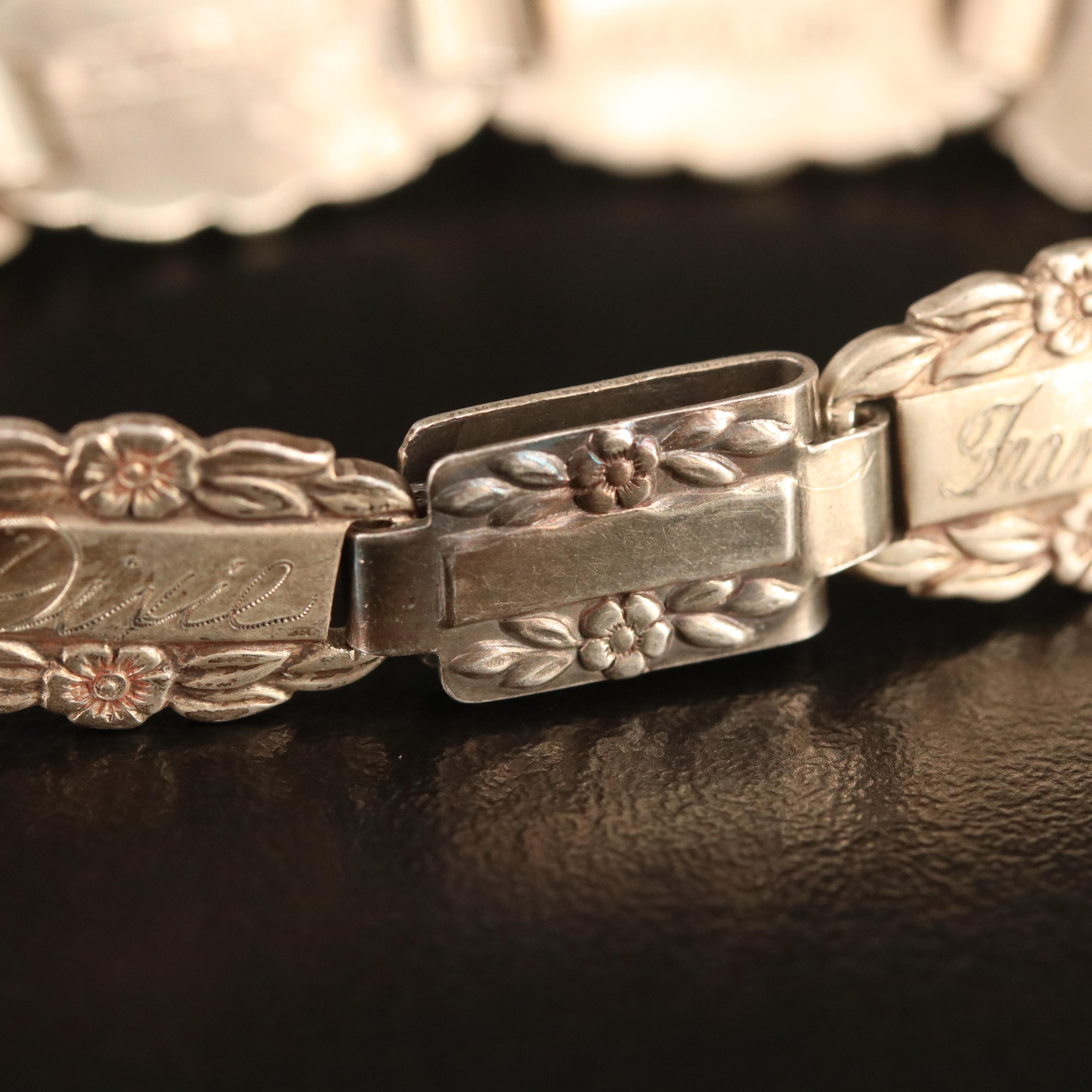 1940s Sterling Silver "Forget Me Not" Bracelet