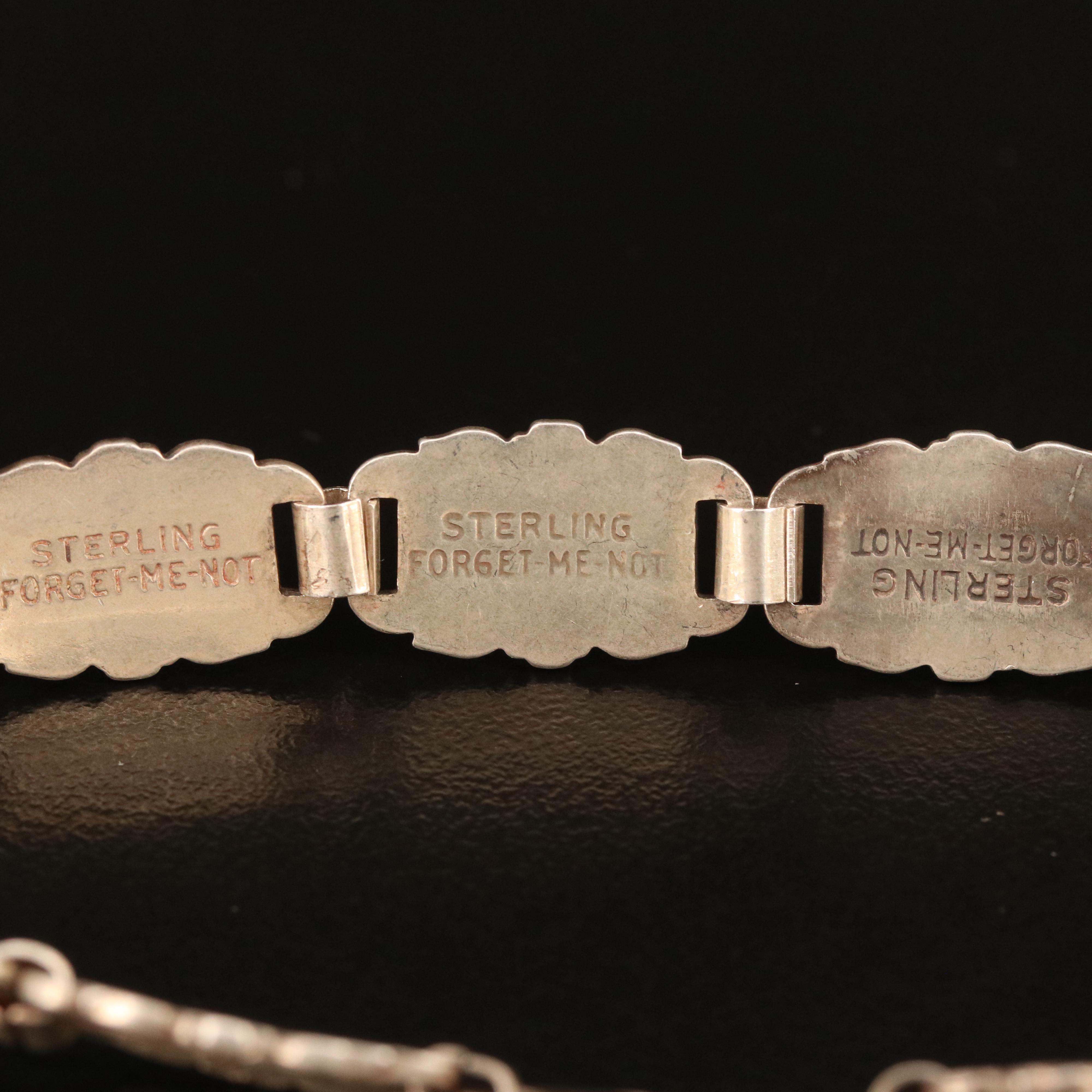 1940s Sterling Silver "Forget Me Not" Bracelet