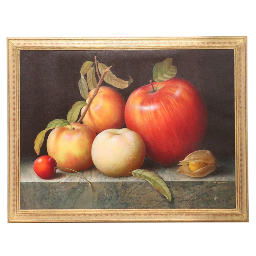 Victor Cadillo Still Life Oil Painting of Fruit, Late 20th/21st Century