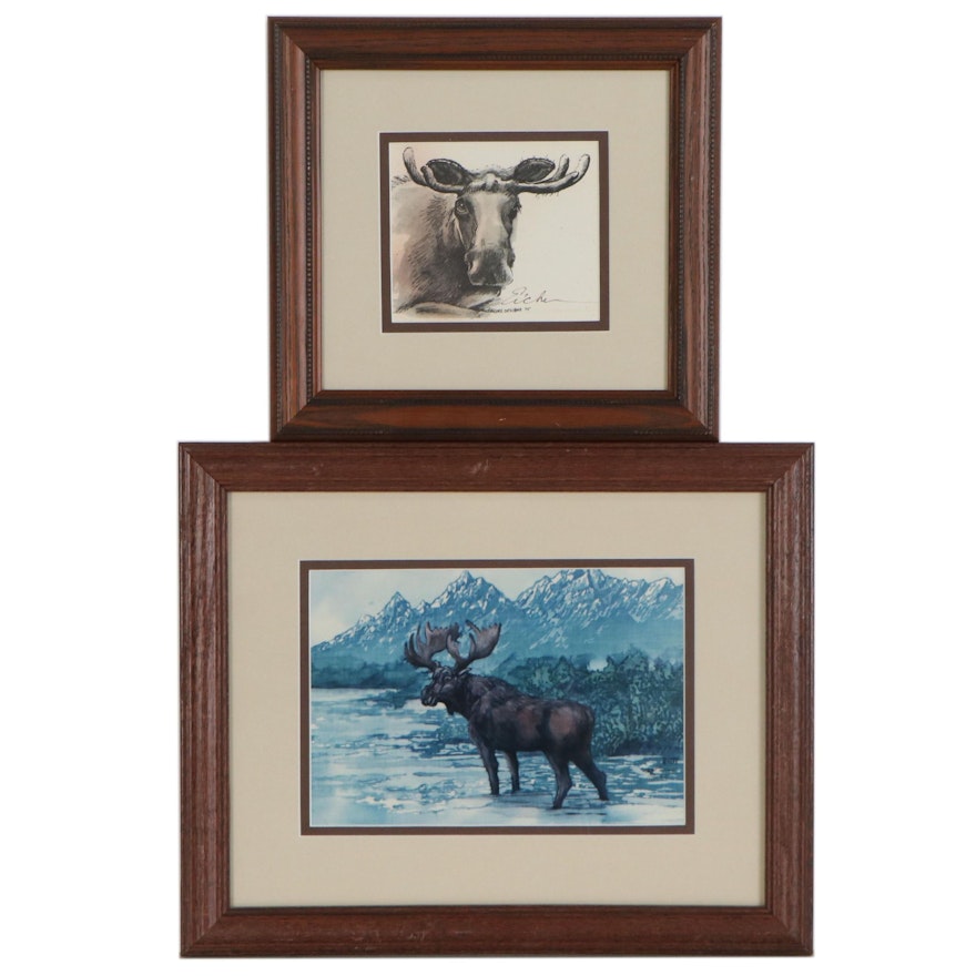 Halftone Prints of Moose, Late 20th Century