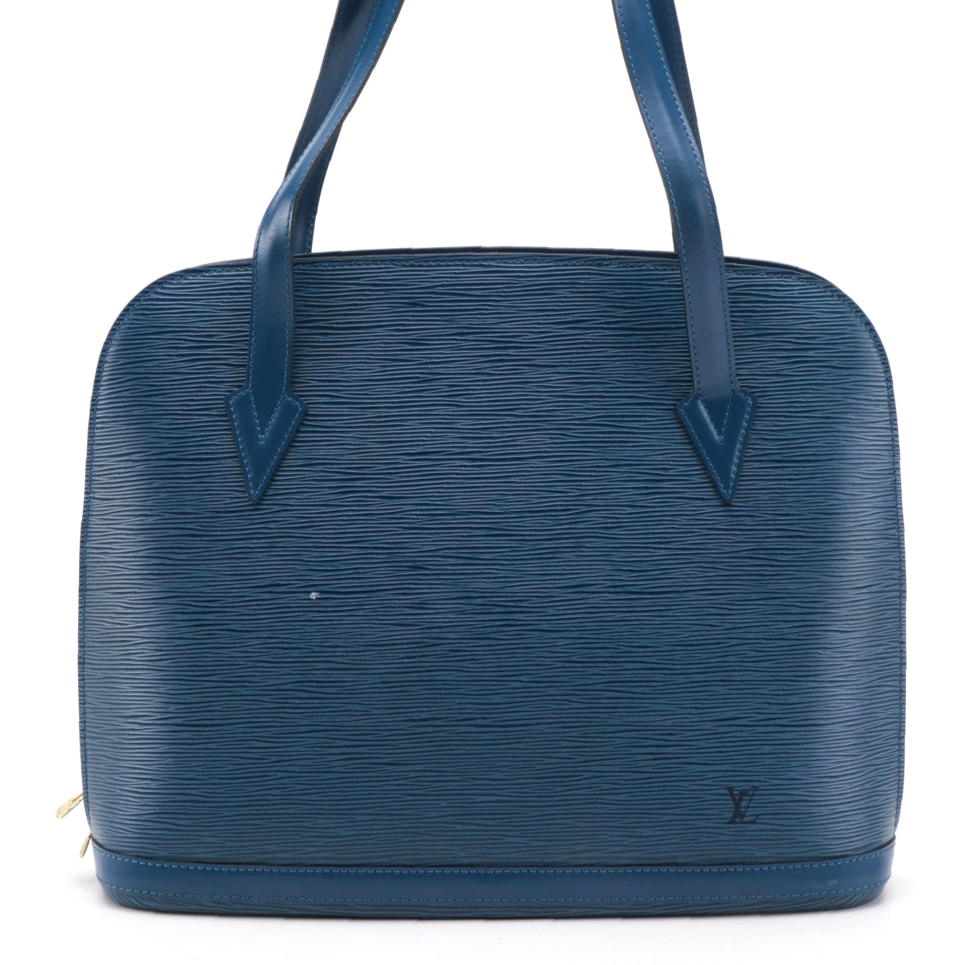 Louis Vuitton Lussac Tote Bag in Toledo Blue Epi Leather and Smooth Leather