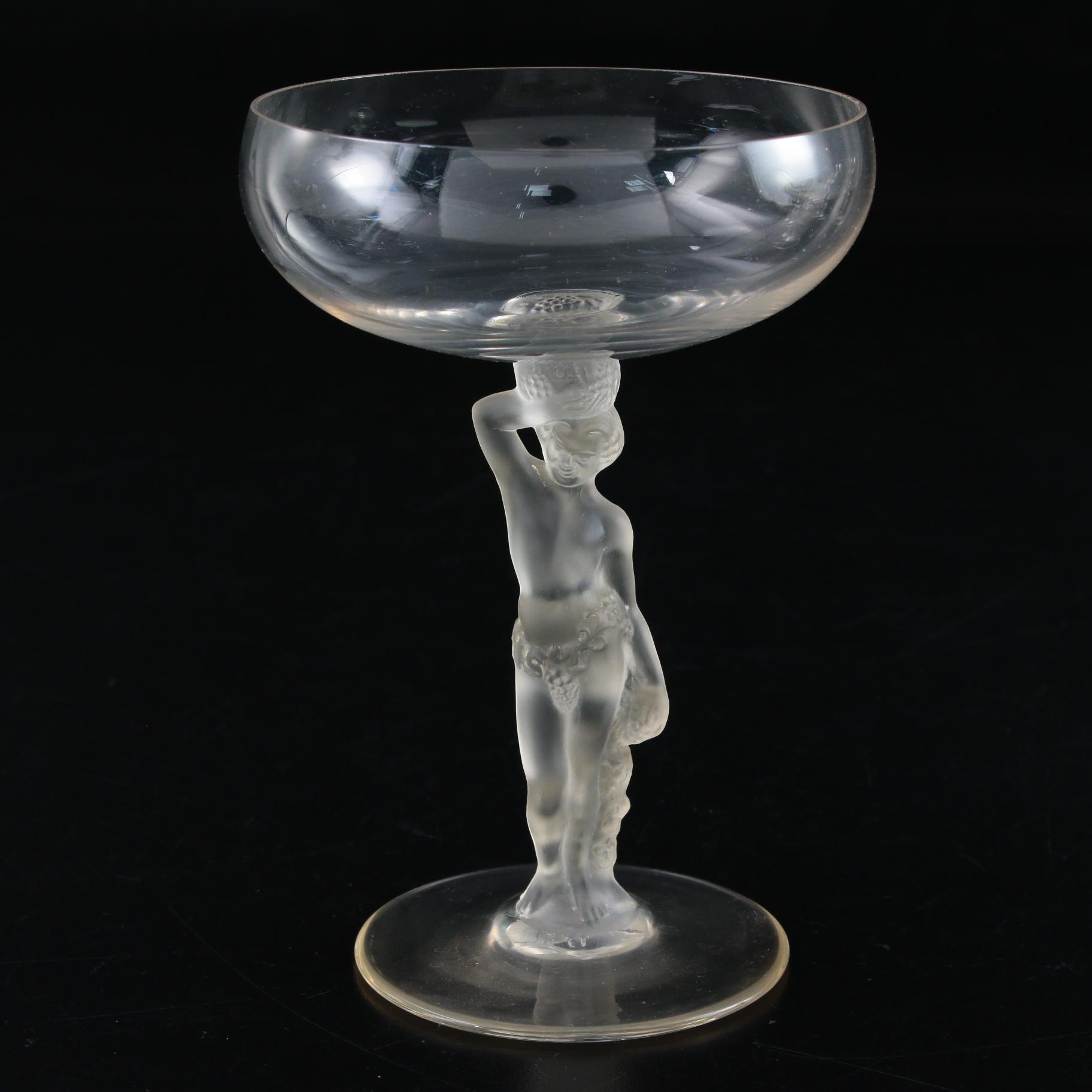 France "Bacchus" Figural Coupe Champagne Glasses, 1960s