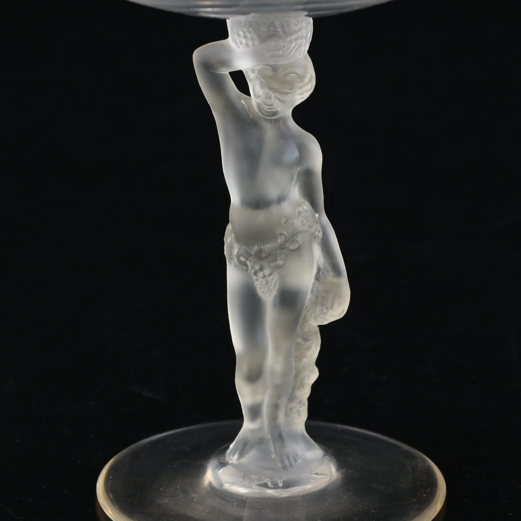 France "Bacchus" Figural Coupe Champagne Glasses, 1960s