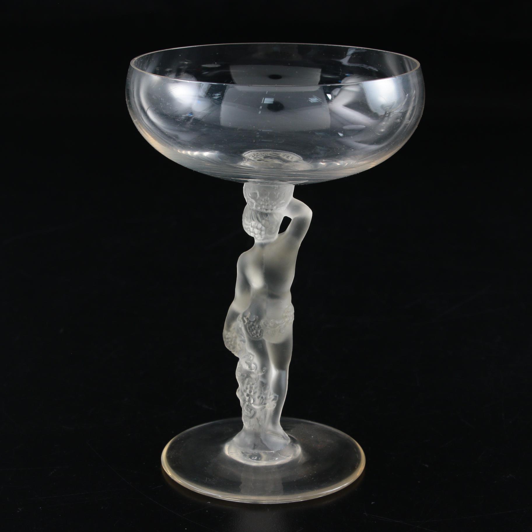 France "Bacchus" Figural Coupe Champagne Glasses, 1960s