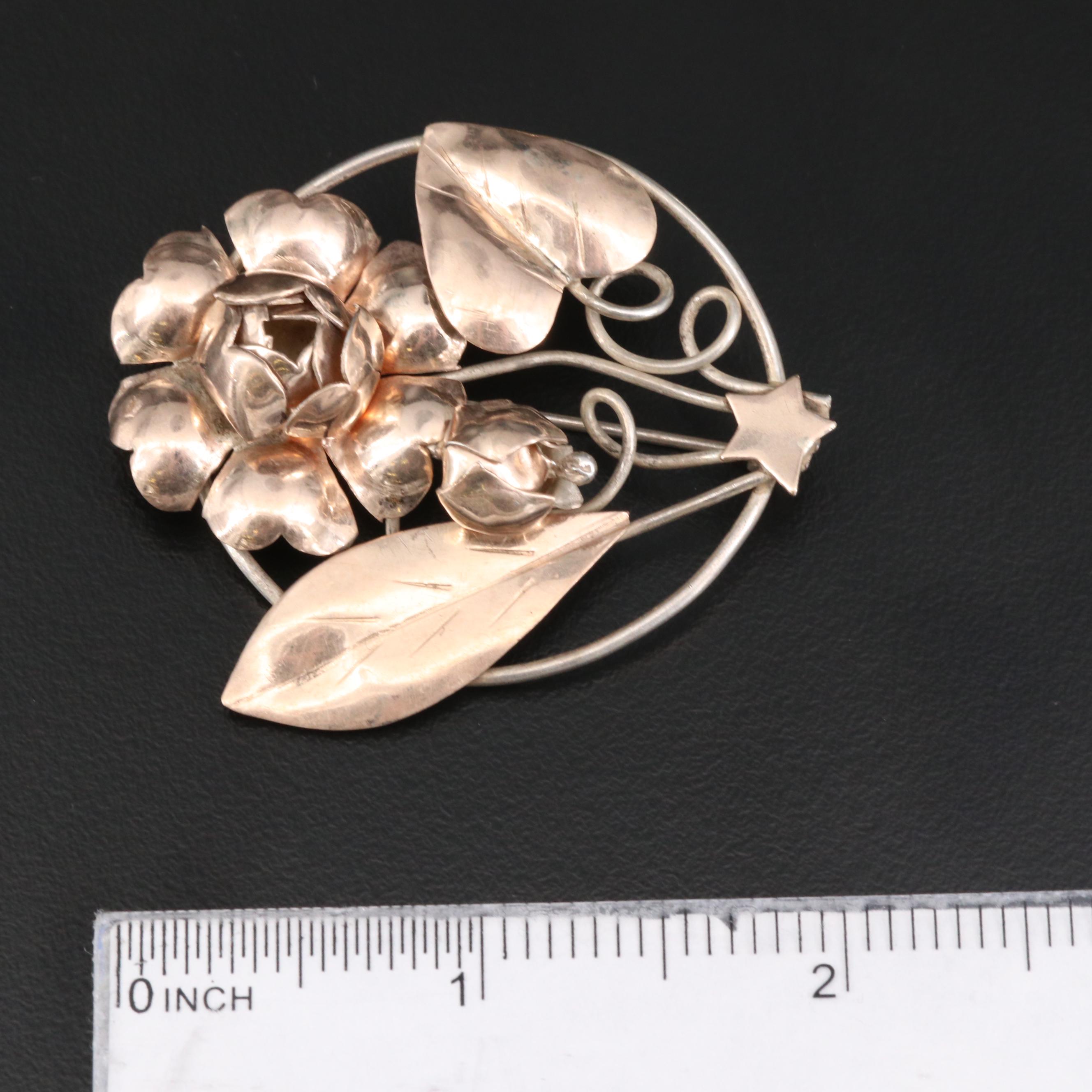Retro Sterling Floral Brooches Featuring Bond Boyd of Canada