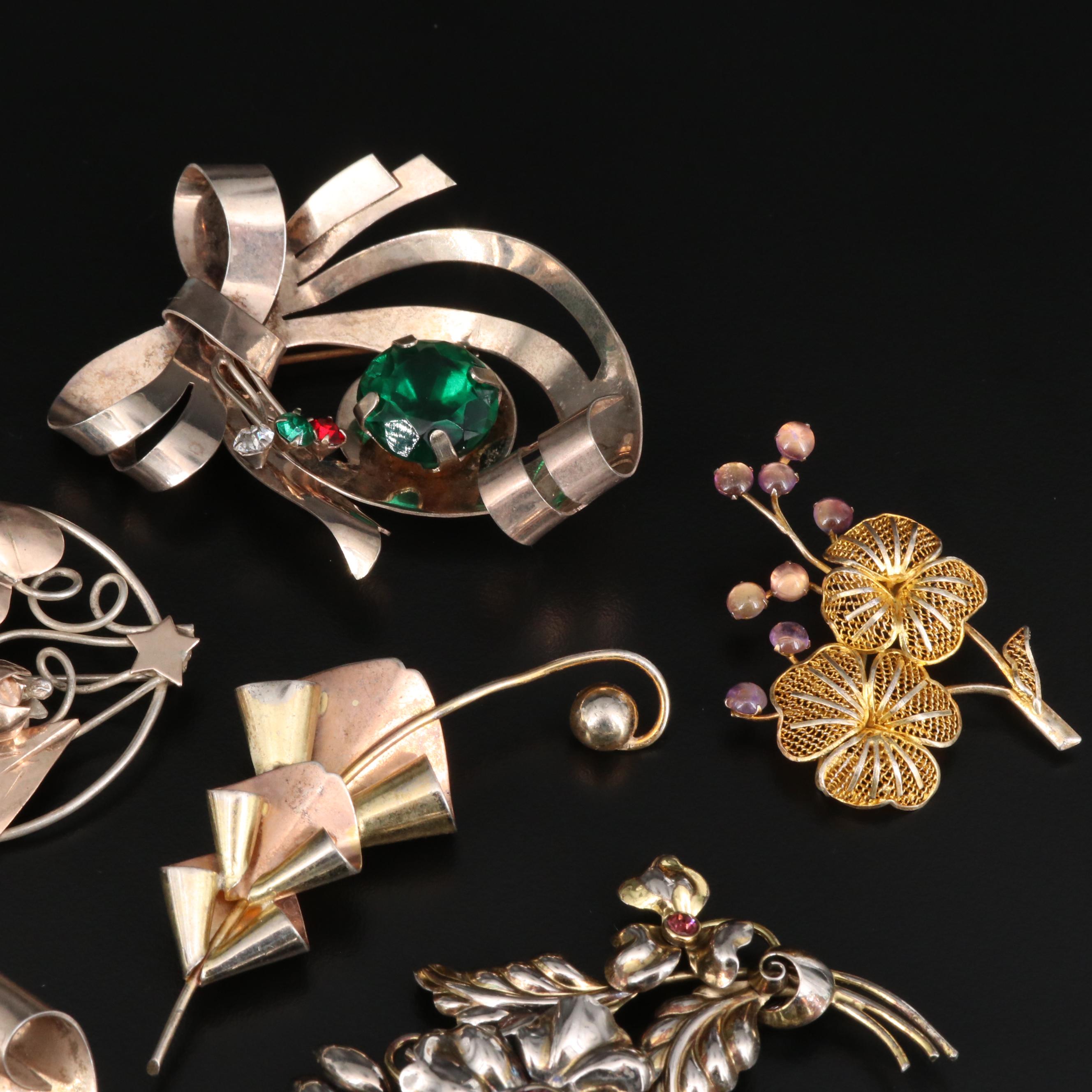Retro Sterling Floral Brooches Featuring Bond Boyd of Canada