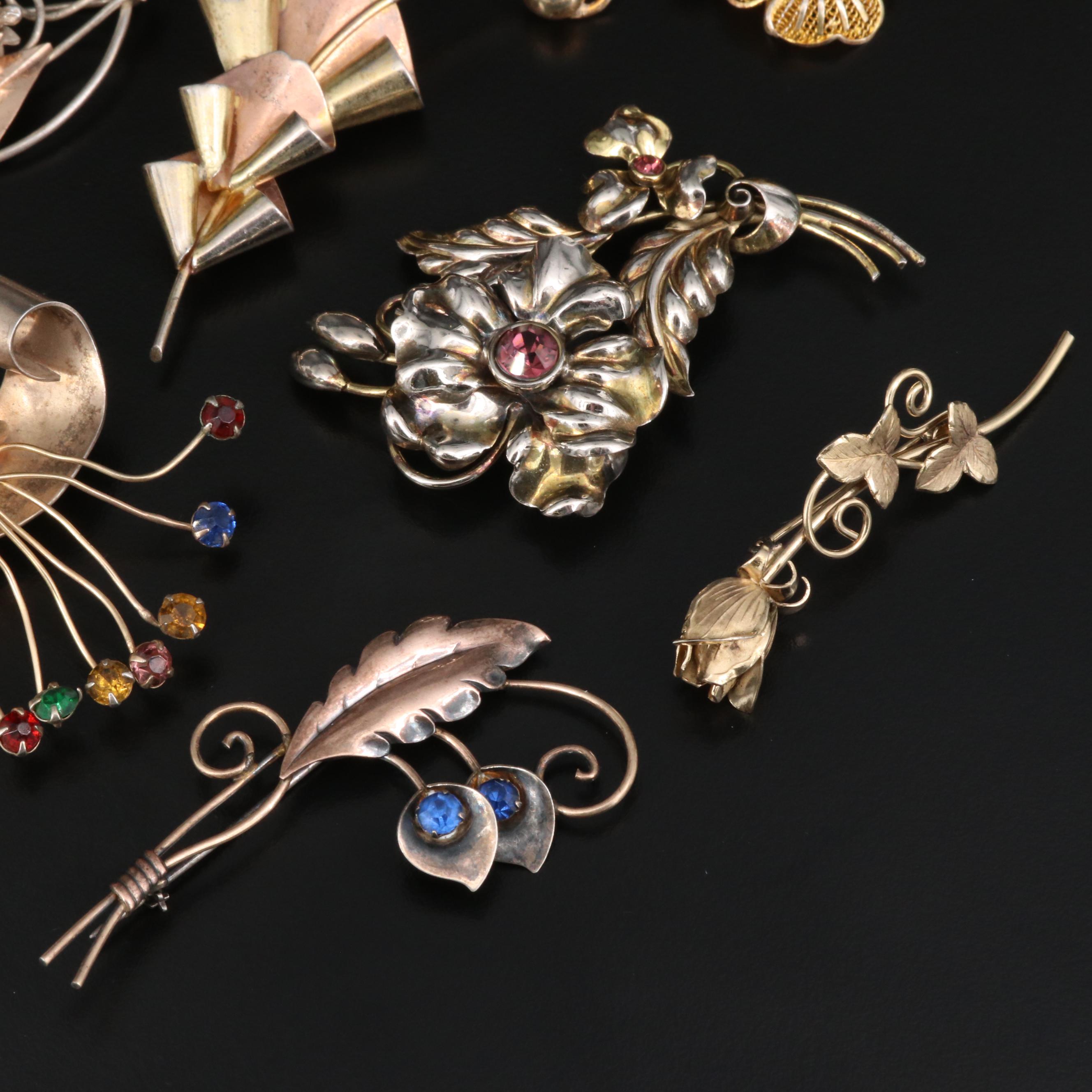 Retro Sterling Floral Brooches Featuring Bond Boyd of Canada