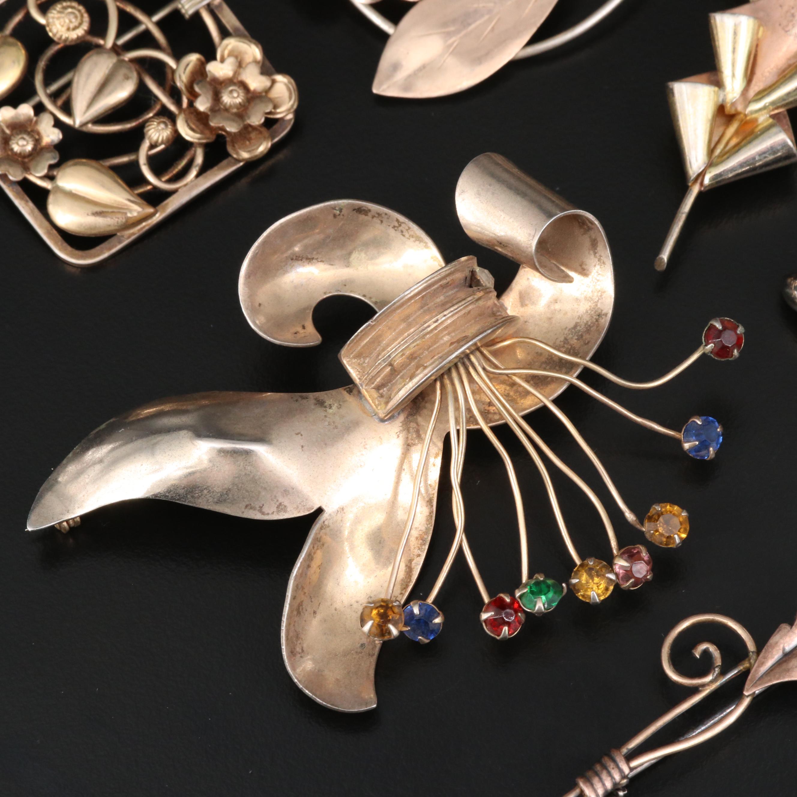 Retro Sterling Floral Brooches Featuring Bond Boyd of Canada