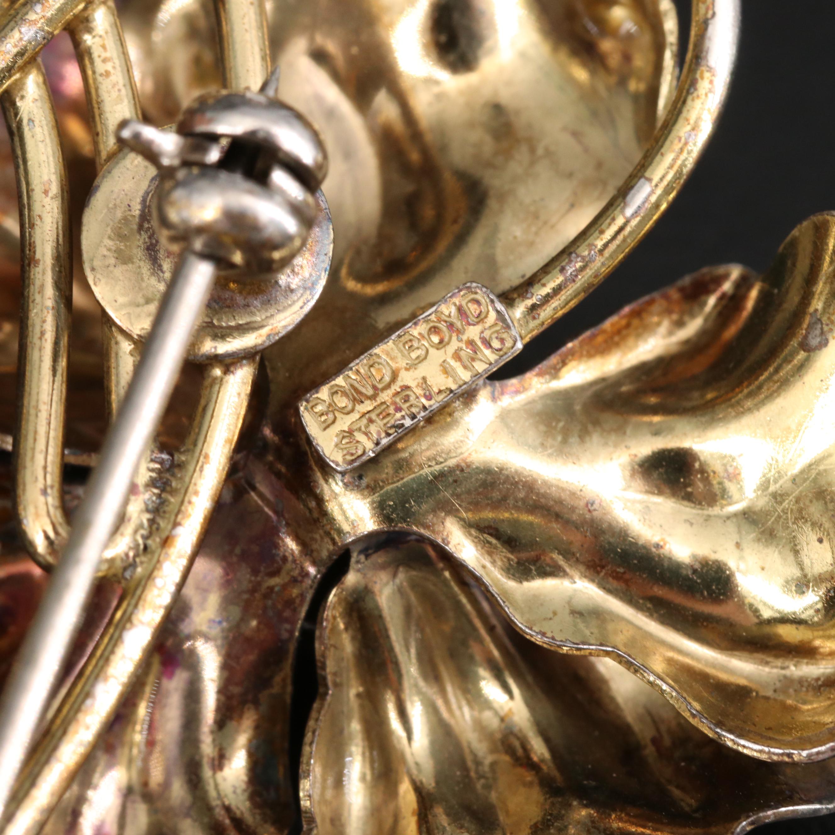 Retro Sterling Floral Brooches Featuring Bond Boyd of Canada