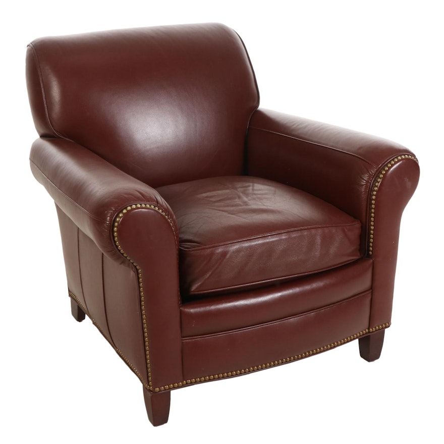 Hancock & Moore Leather Armchair with Brass Nailhead Trim