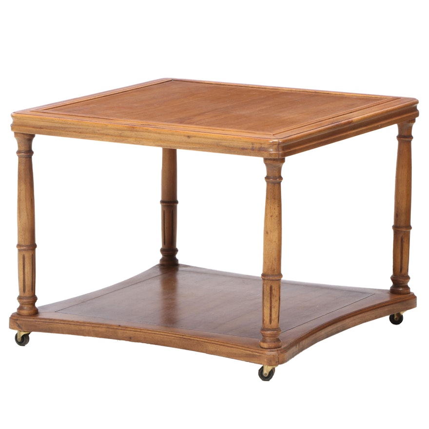 Hekman Walnut Tiered Side Table on Casters, Mid to Late 20th Century