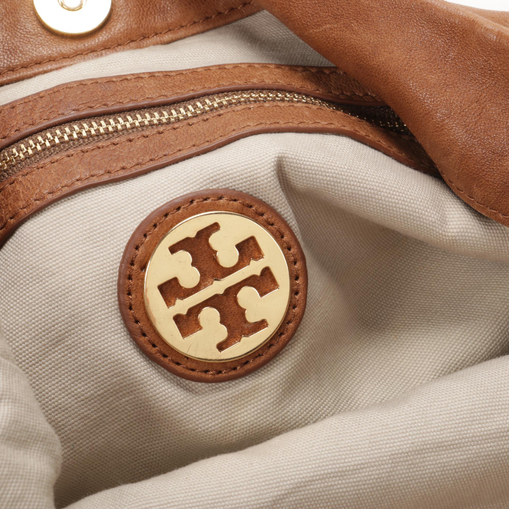 Tory Burch Shoulder Bag in Brown Lambskin Leather with Tassel