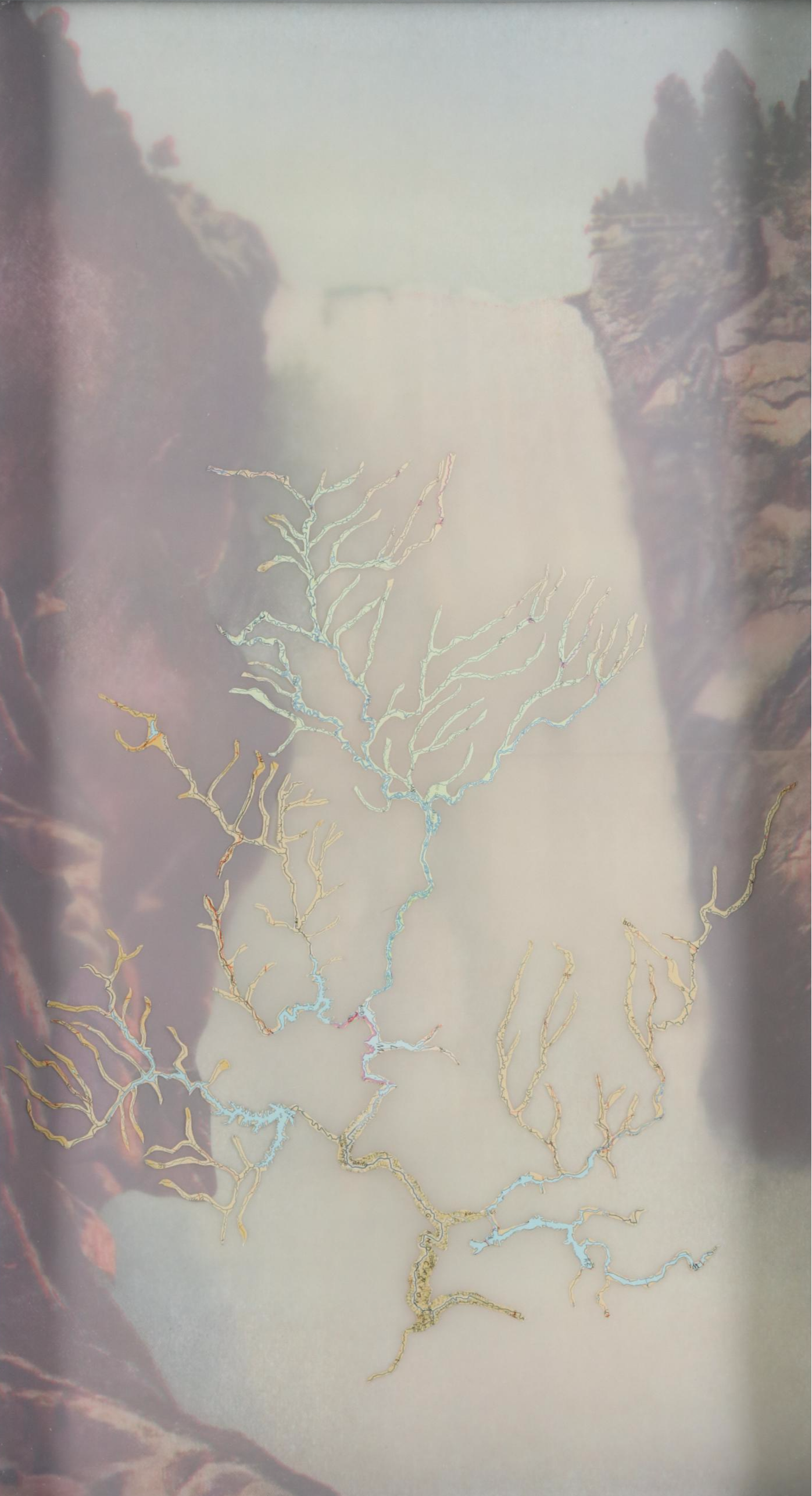 Kurt Lightner Mixed Media Collage from "Renmnants Map" Series, 2000