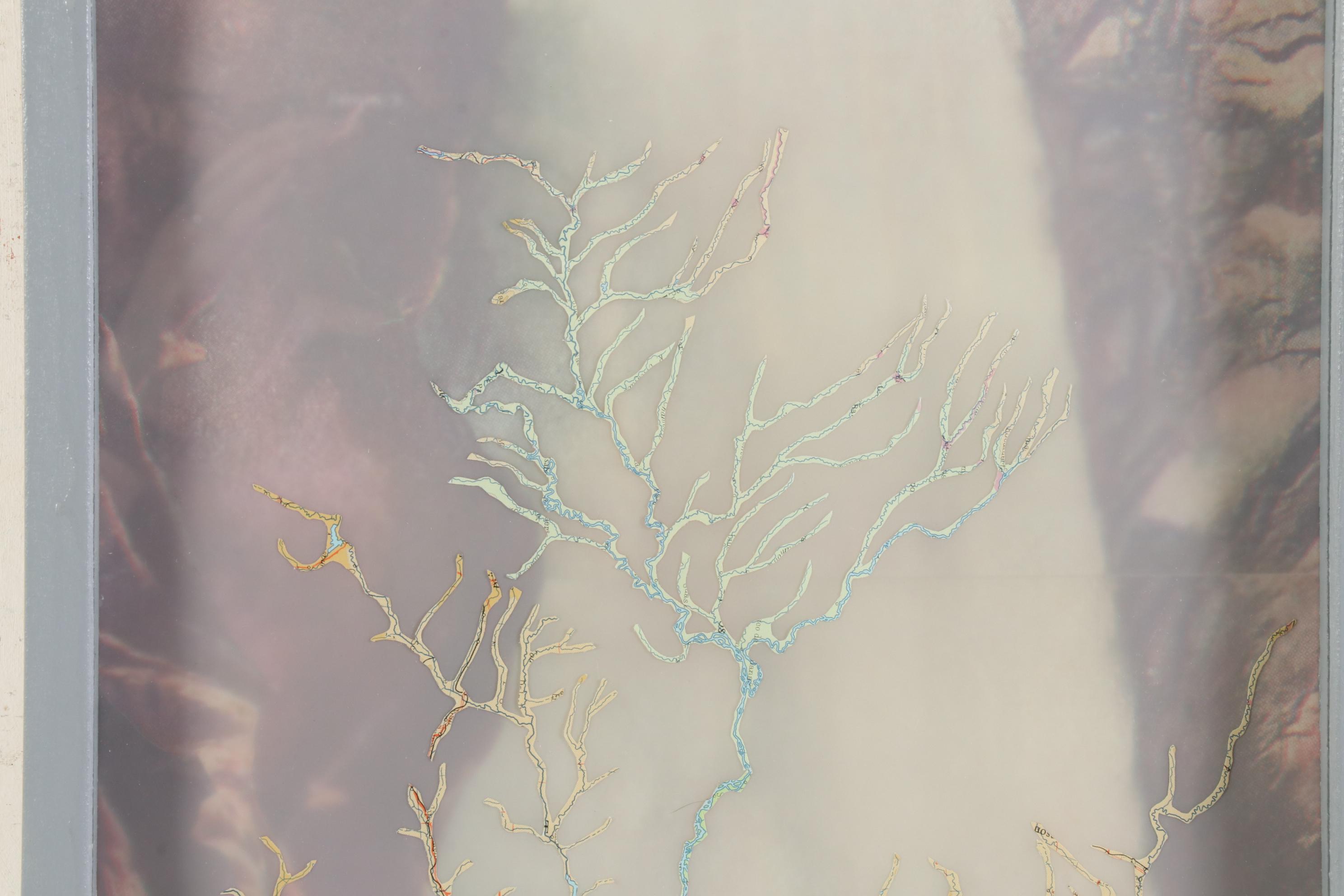 Kurt Lightner Mixed Media Collage from "Renmnants Map" Series, 2000