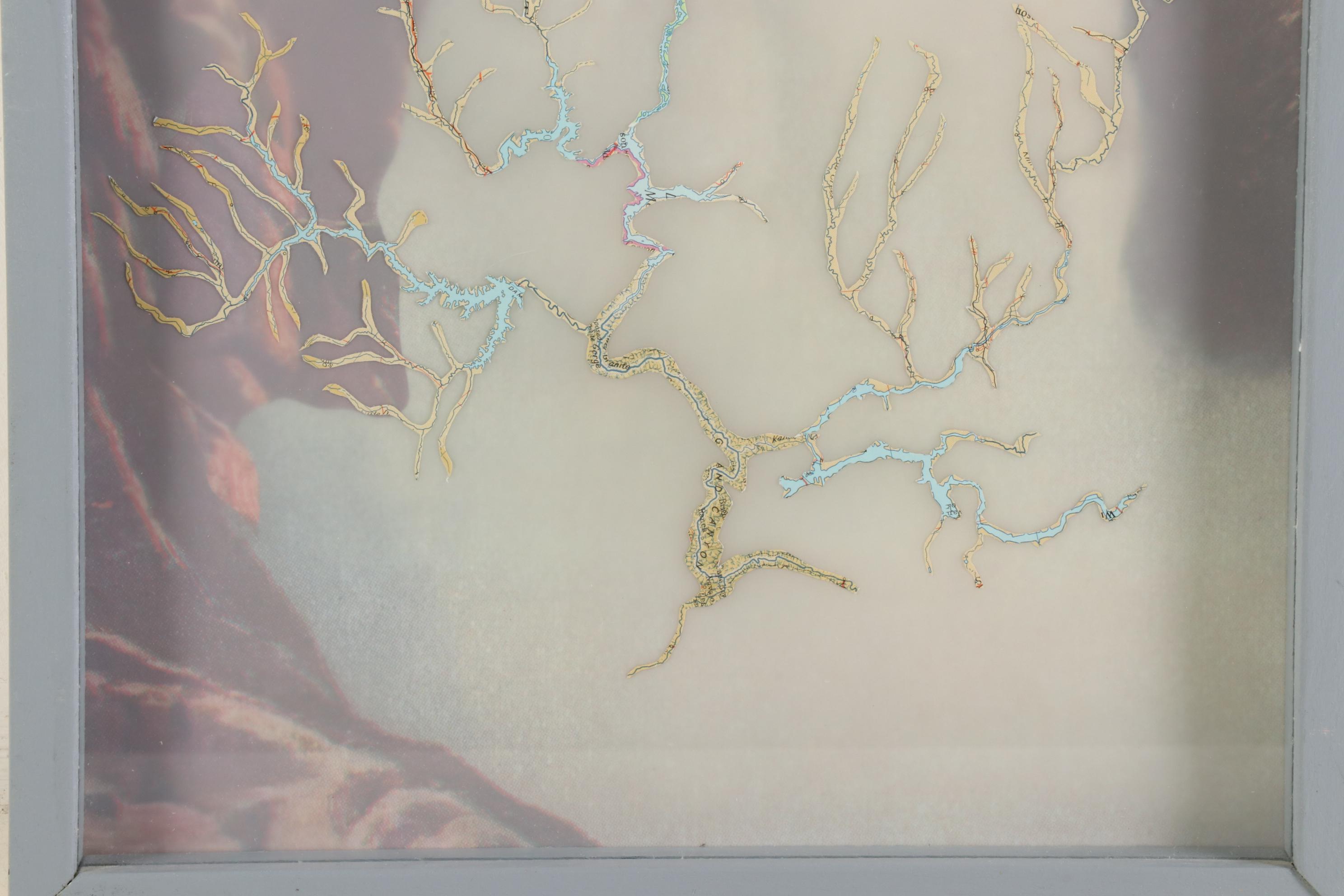 Kurt Lightner Mixed Media Collage from "Renmnants Map" Series, 2000