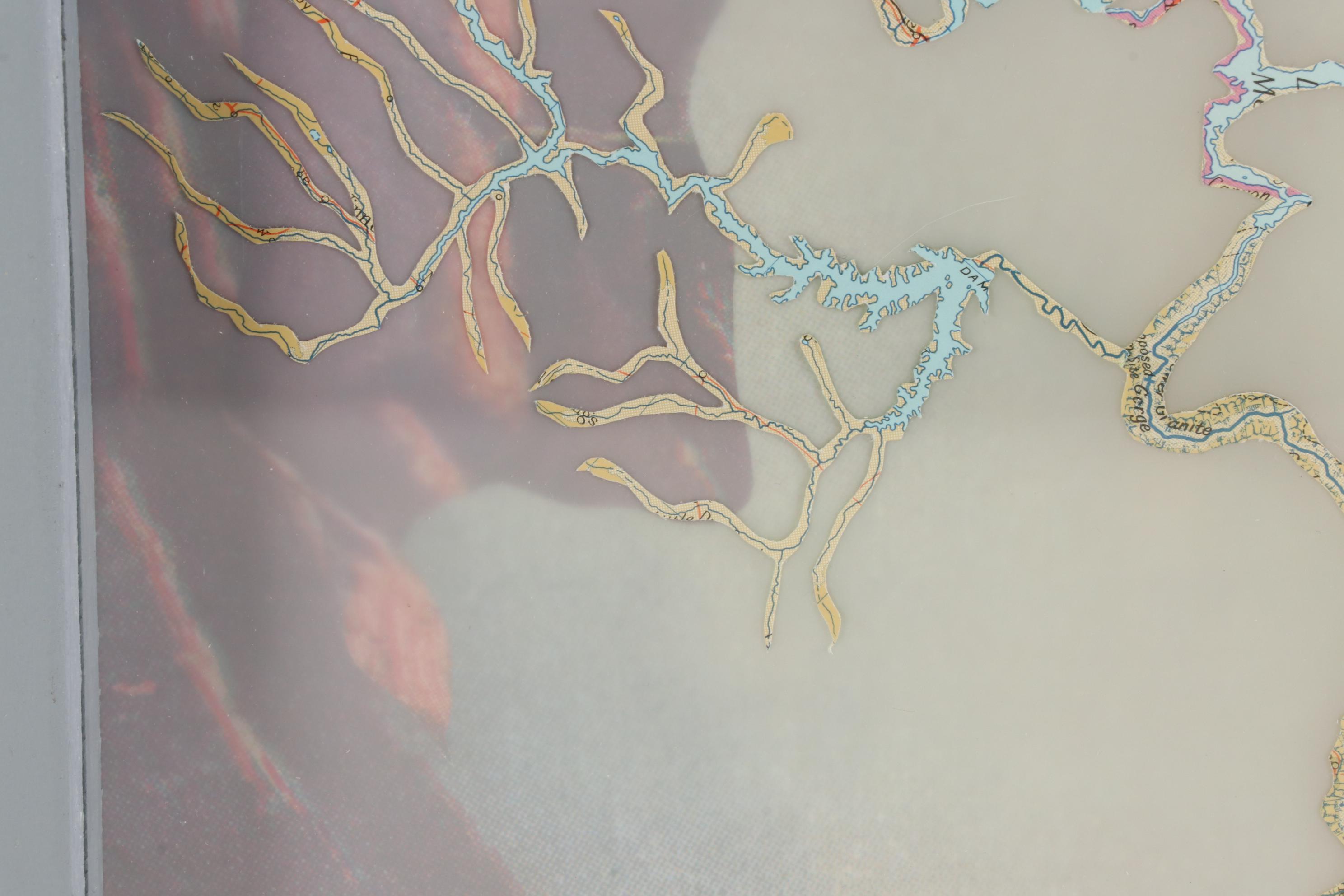 Kurt Lightner Mixed Media Collage from "Renmnants Map" Series, 2000