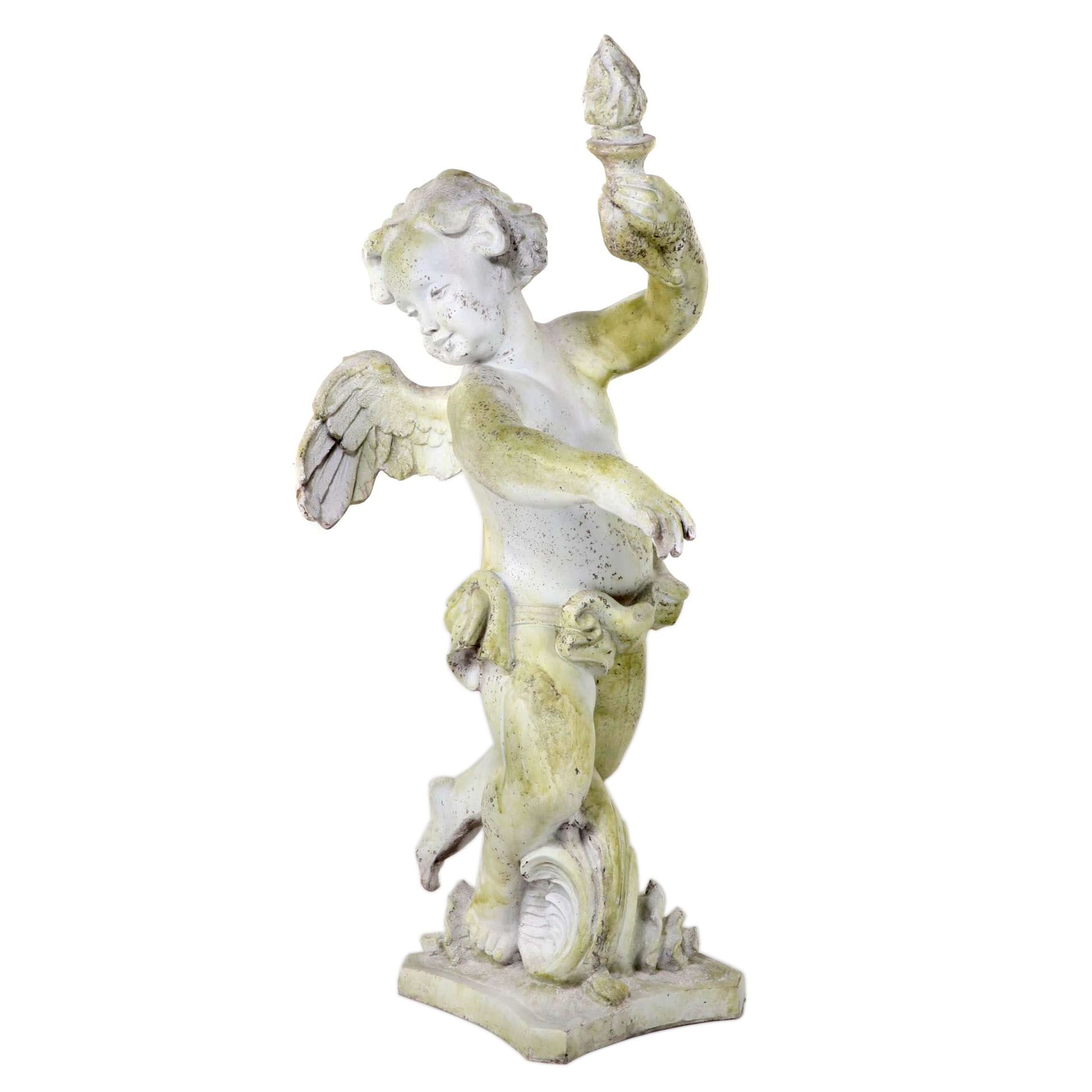 Figural Cherub Resin and Composite Garden Sculpture