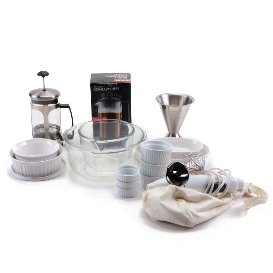 Bodum Coffee Press, KitchenAid Hand Blender, Souffle Dishes and More
