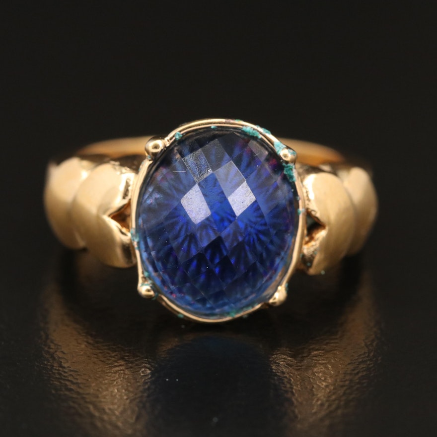 Glass Ring with Heart Shoulders