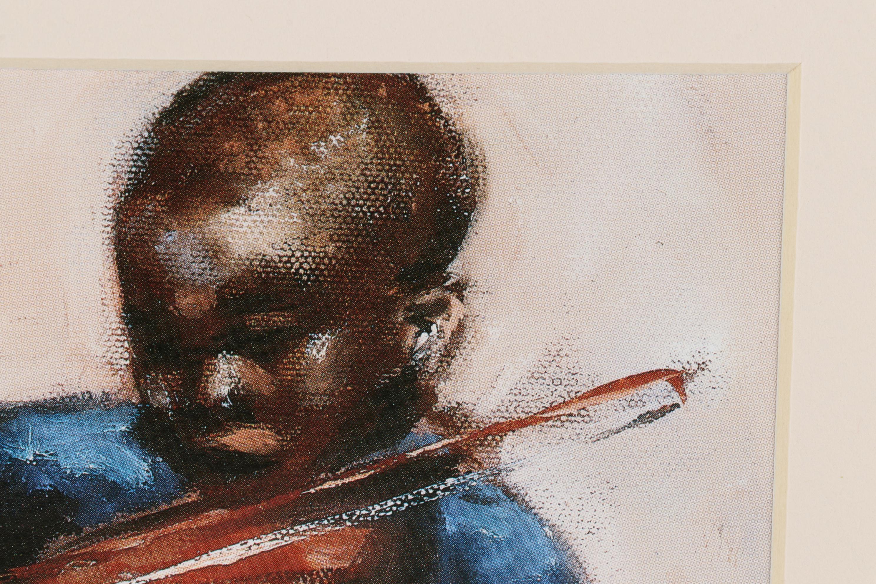 T. Ellis Offset Lithograph "The Little Violinist," 21st Century