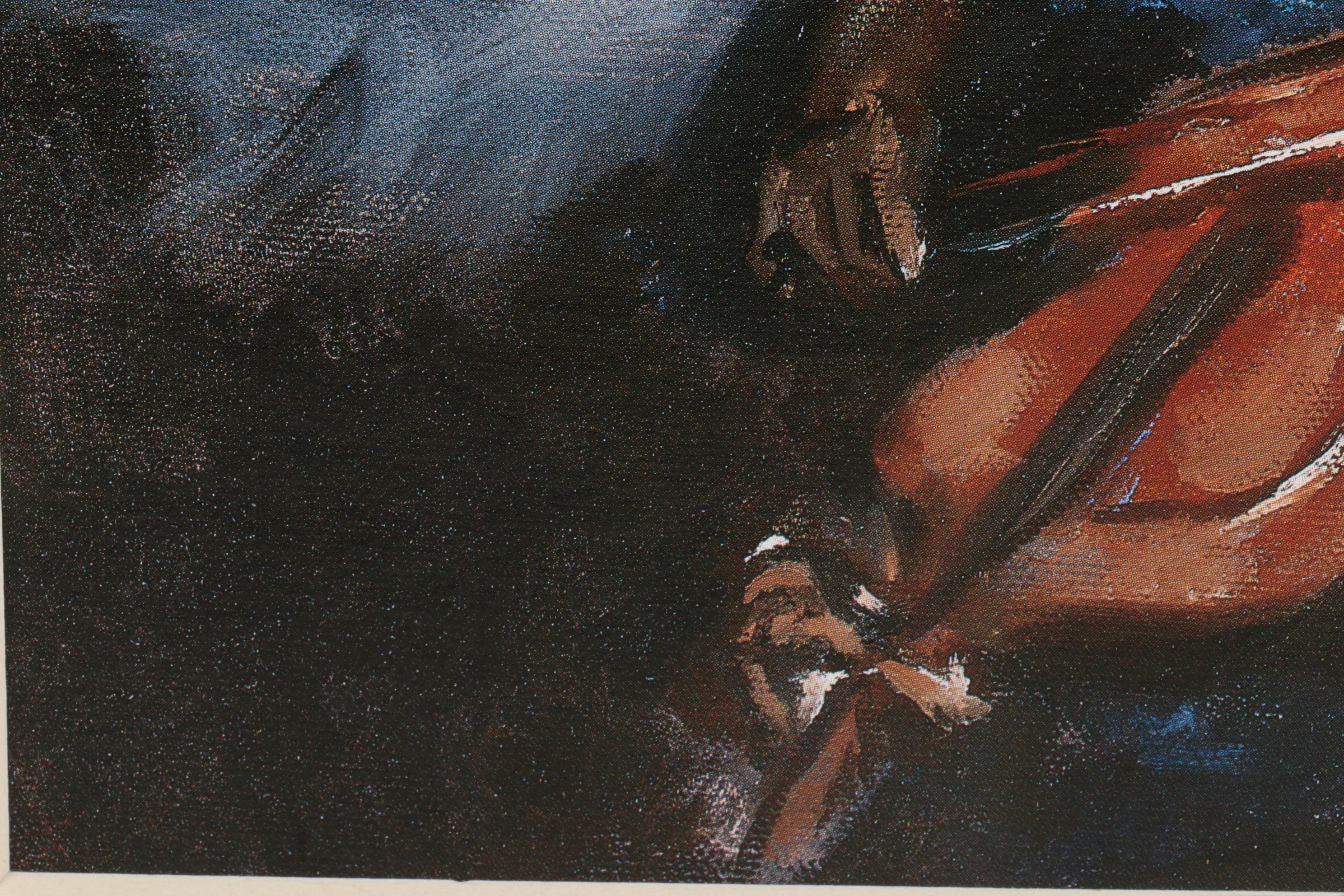 T. Ellis Offset Lithograph "The Little Violinist," 21st Century