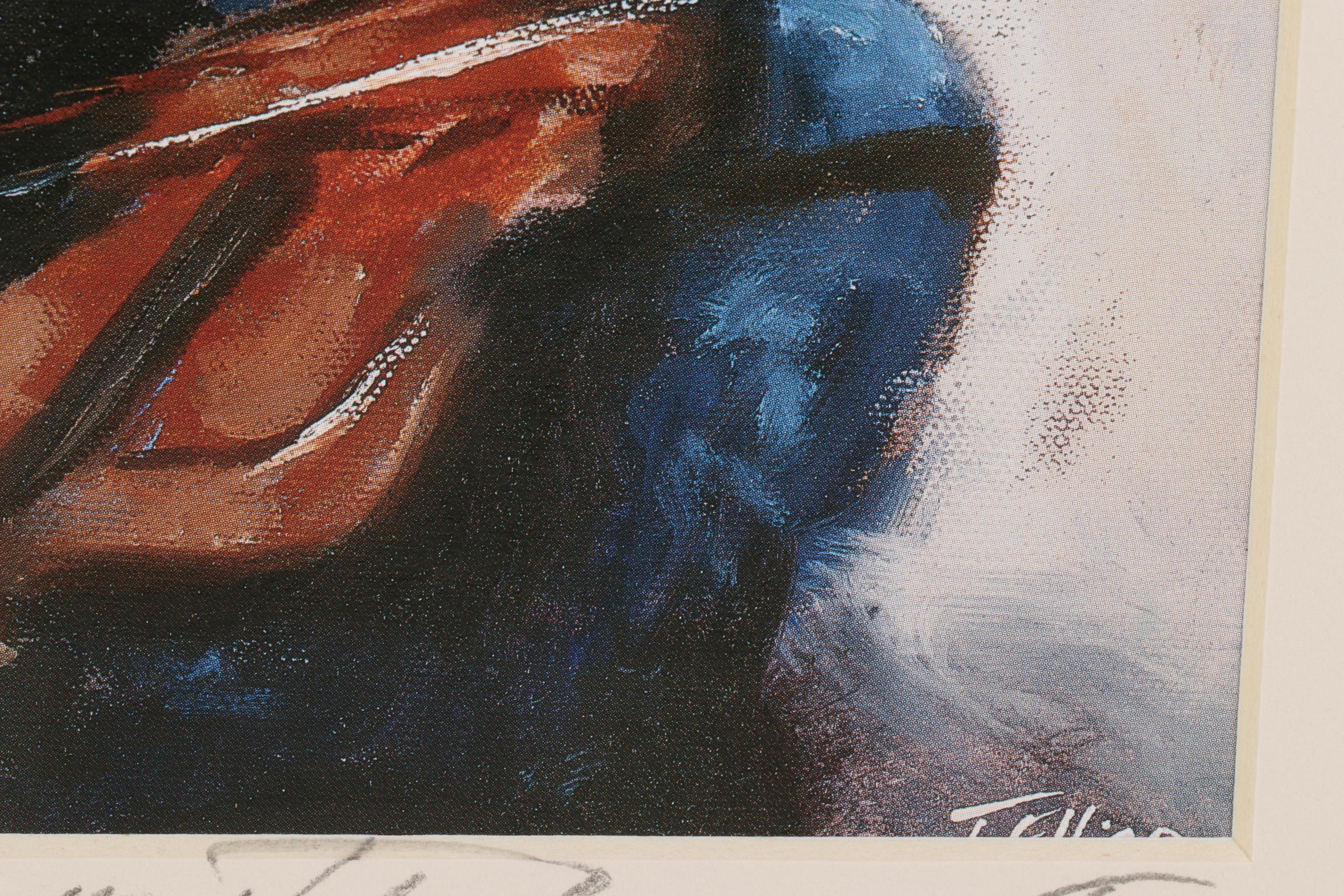 T. Ellis Offset Lithograph "The Little Violinist," 21st Century