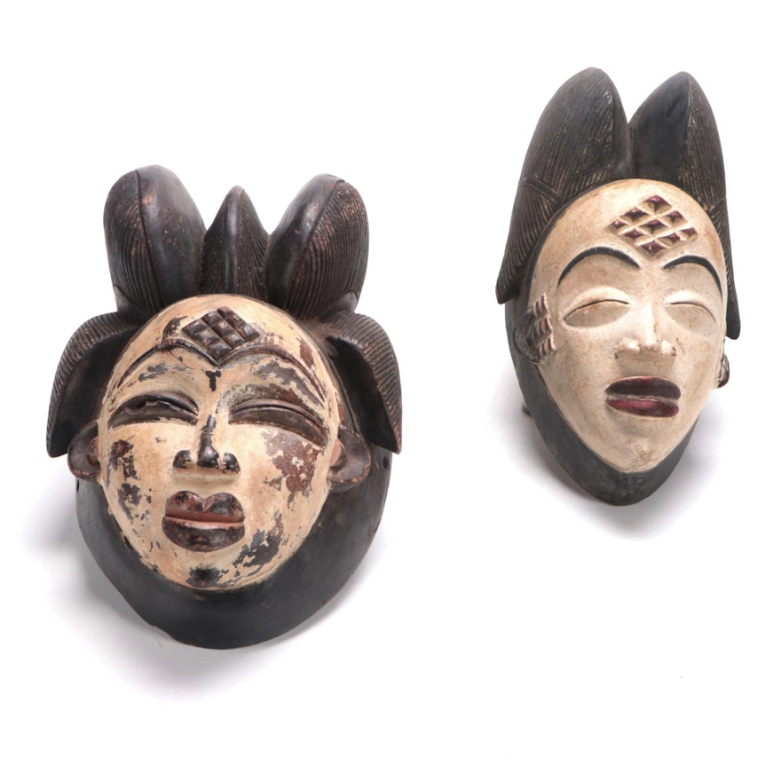 Punu Style Wooden Masks, Central Africa