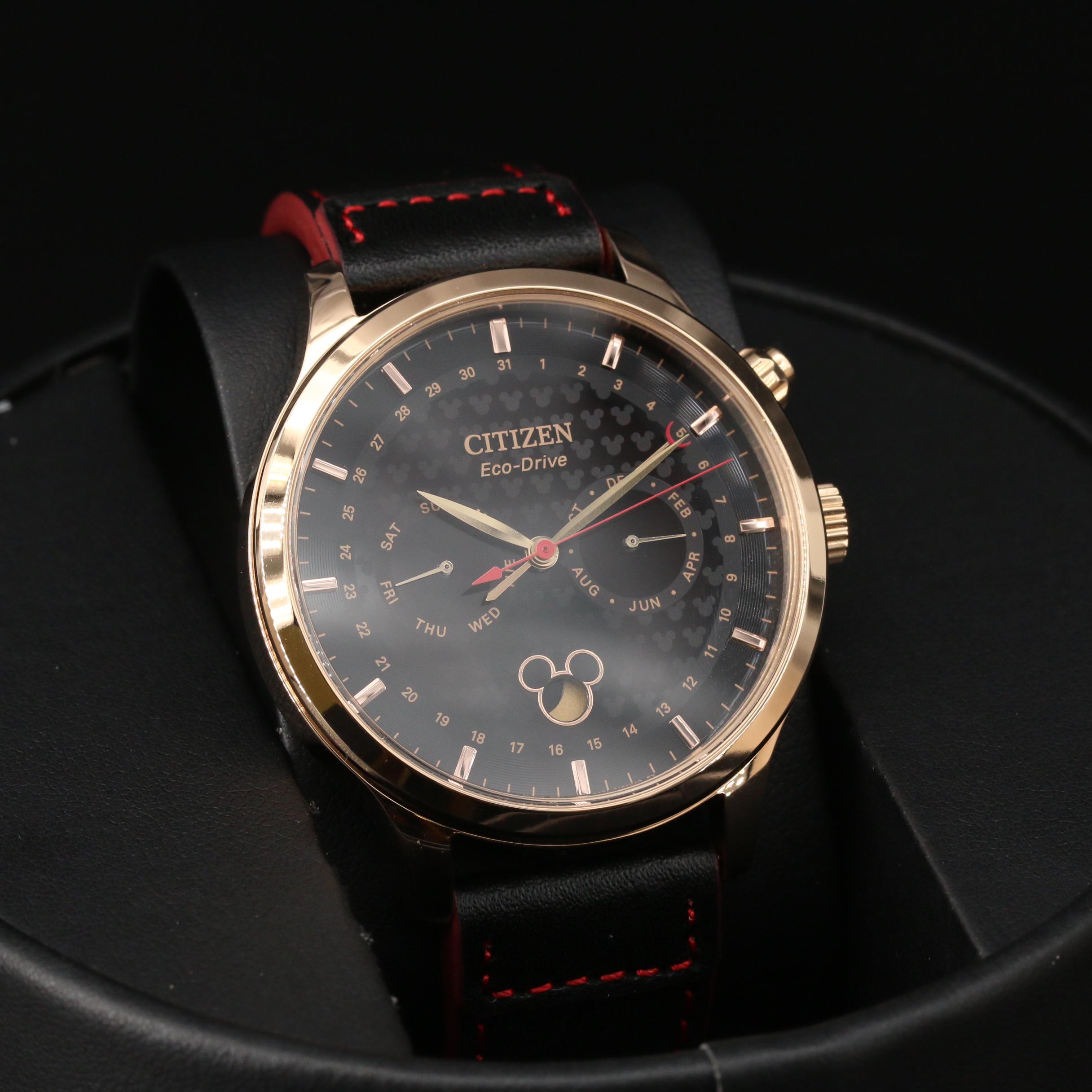 Citizen Eco-Drive Mickey Mouse Triple Calendar Gold Tone Watch