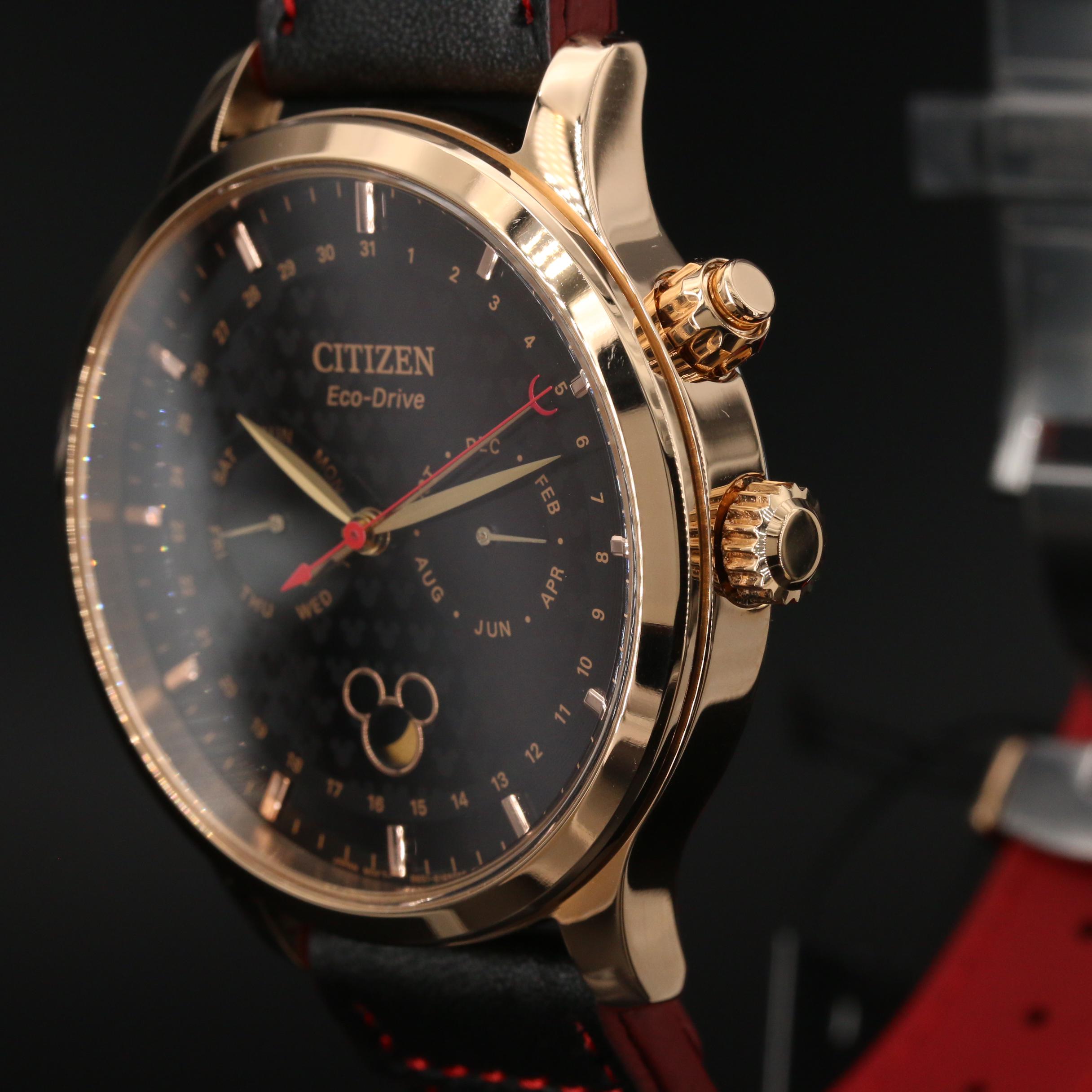 Citizen Eco-Drive Mickey Mouse Triple Calendar Gold Tone Watch