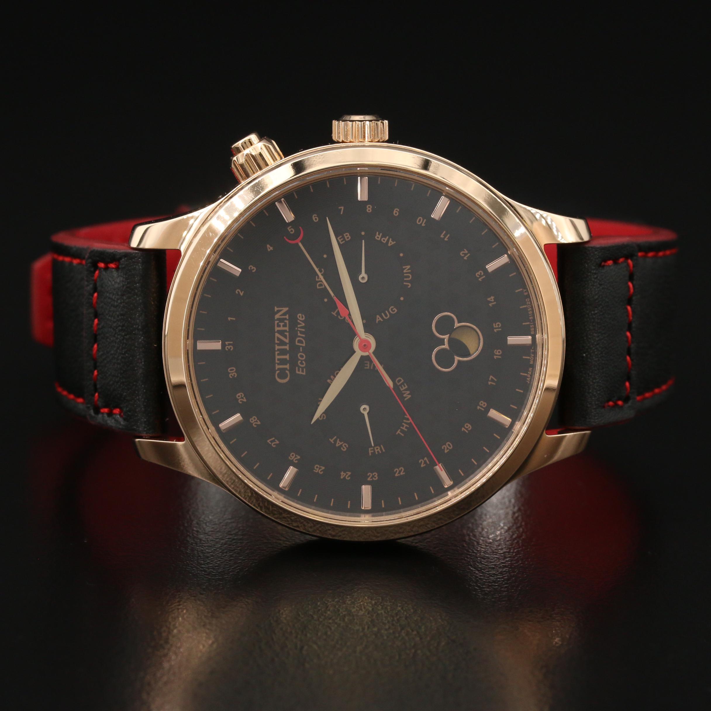 Citizen Eco-Drive Mickey Mouse Triple Calendar Gold Tone Watch