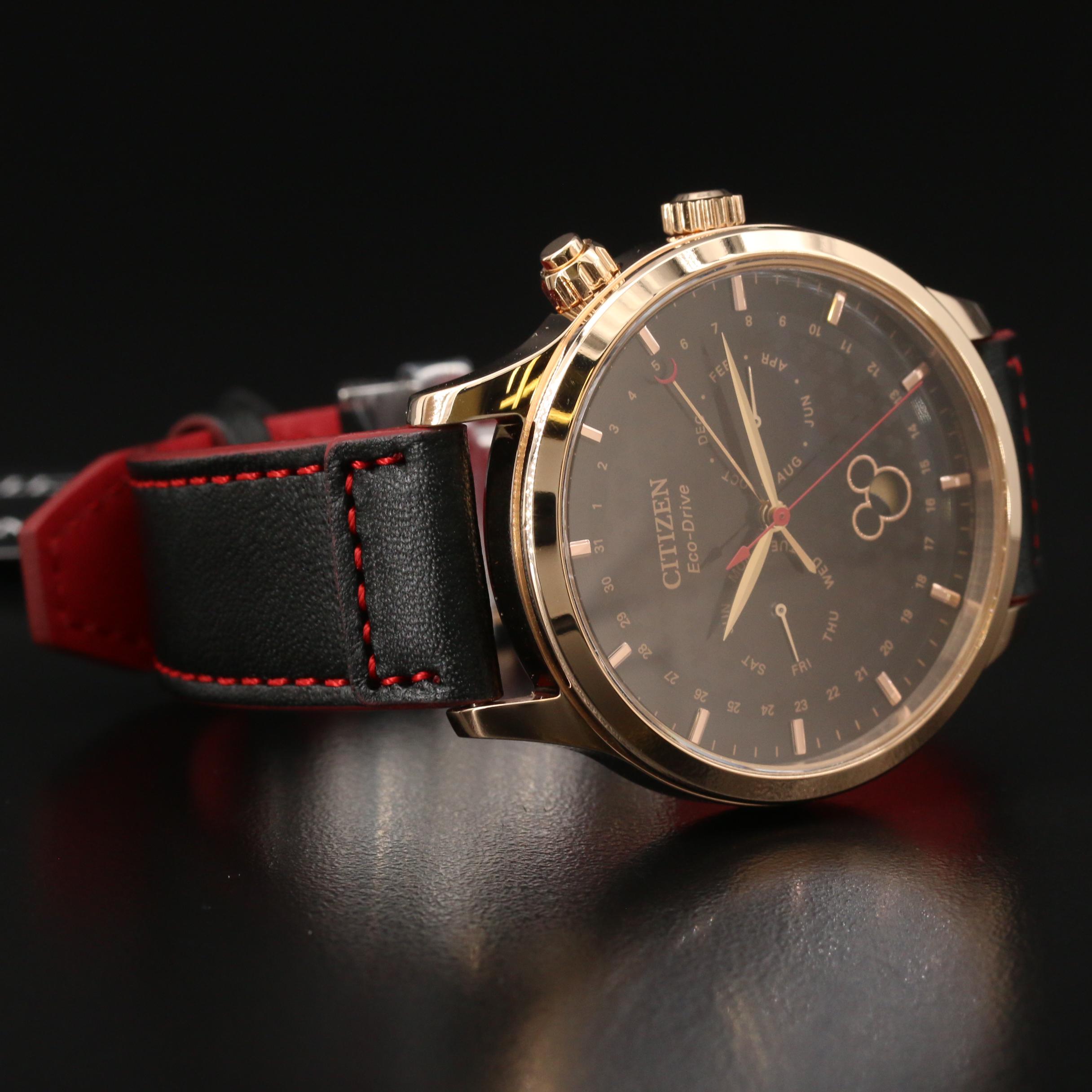 Citizen Eco-Drive Mickey Mouse Triple Calendar Gold Tone Watch