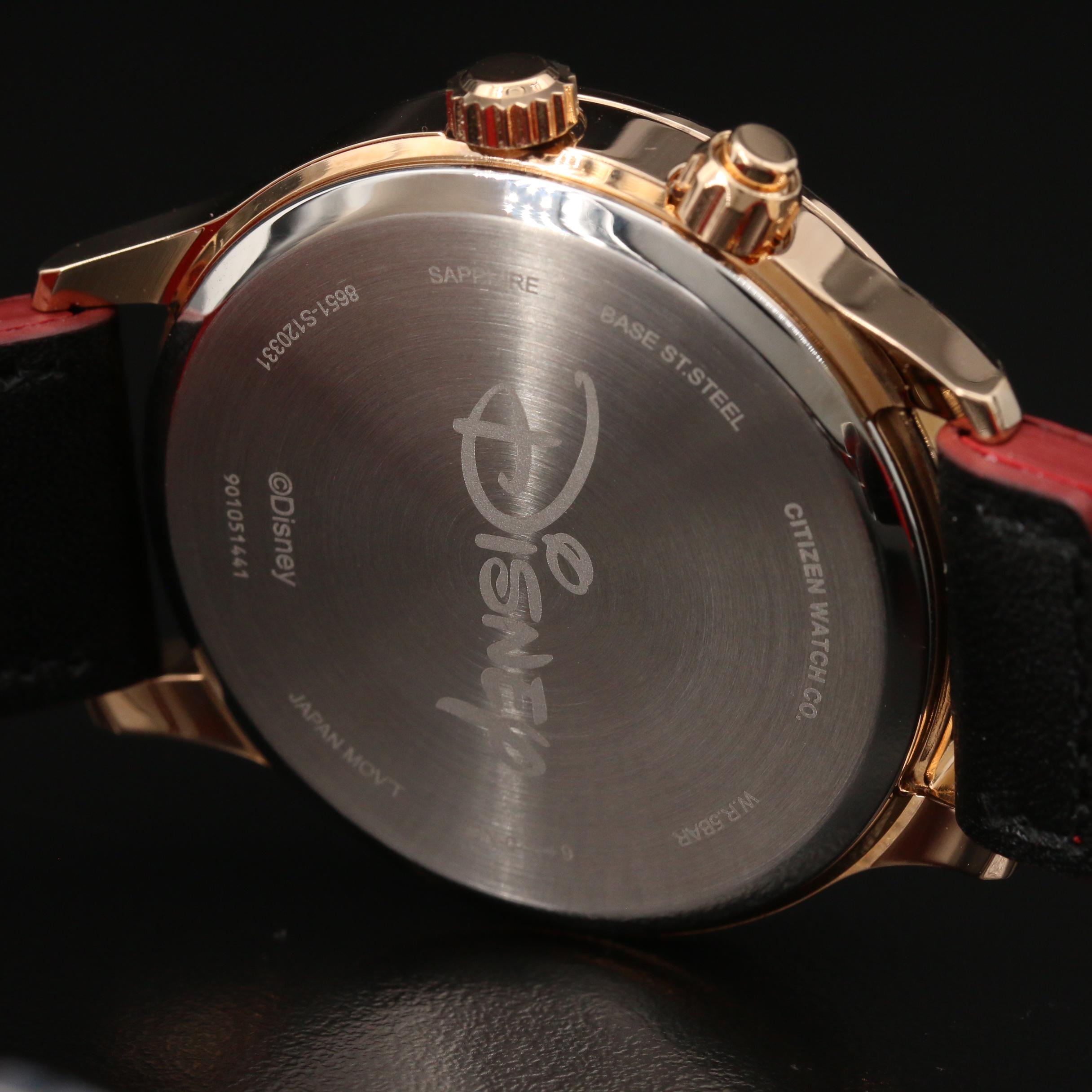 Citizen Eco-Drive Mickey Mouse Triple Calendar Gold Tone Watch