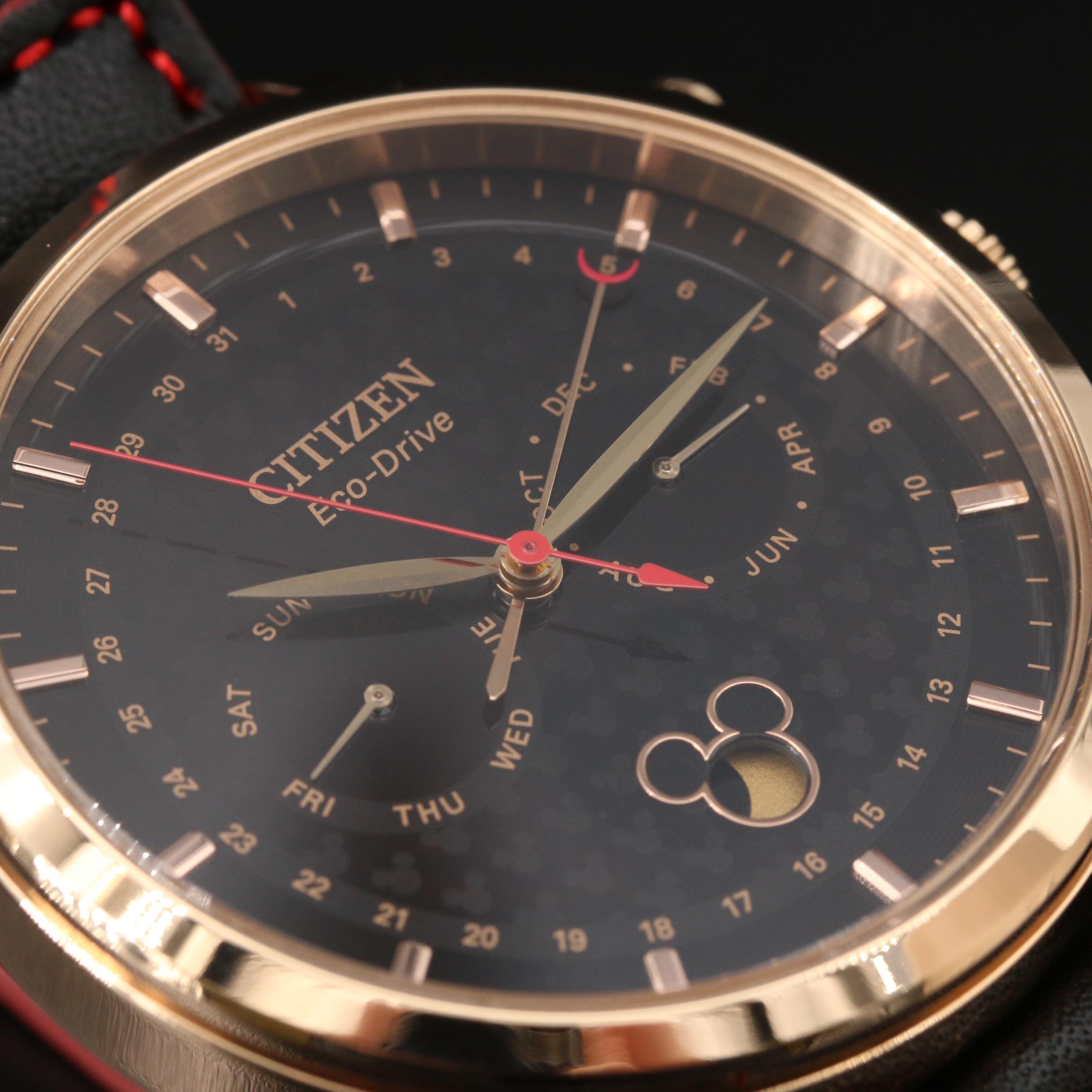 Citizen Eco-Drive Mickey Mouse Triple Calendar Gold Tone Watch