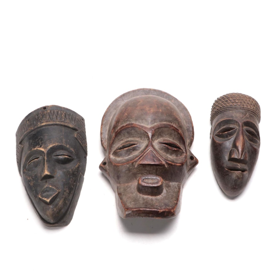 Lele Style and Chokwe Inspired Wood Masks, Central Africa