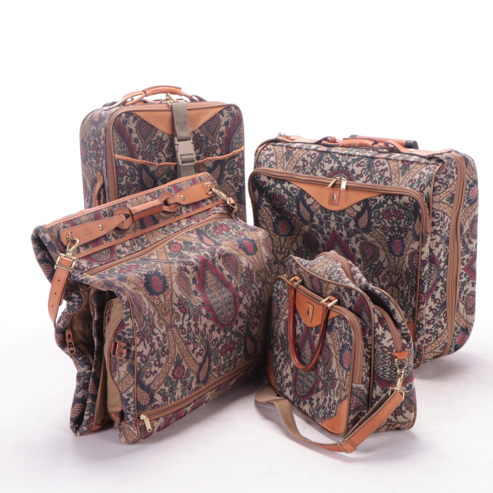 Hartmann Flame Tapestry Leather Trim Five-Piece Luggage Set