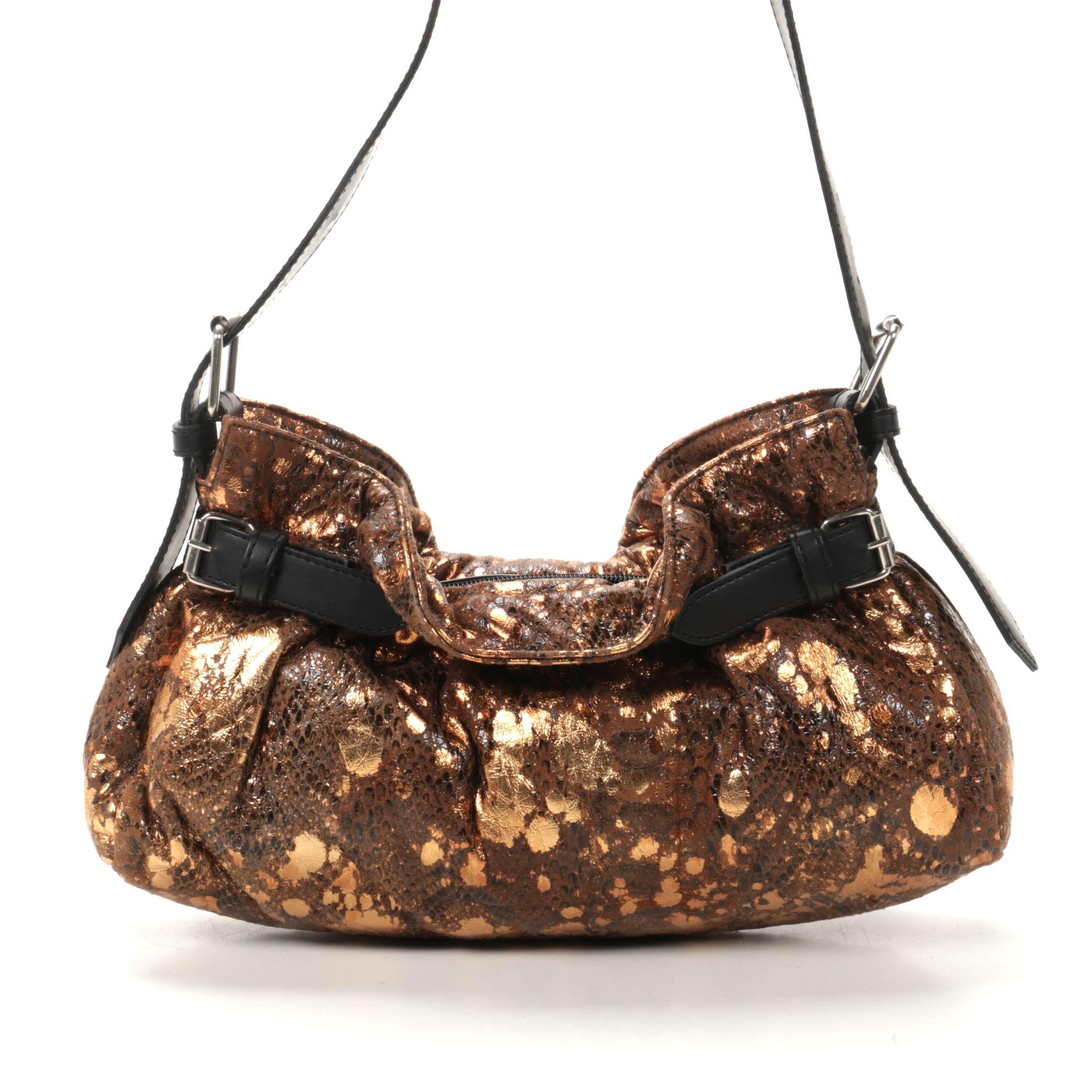 United Colors of Benetton Metallic and Leather Shoulder Bag