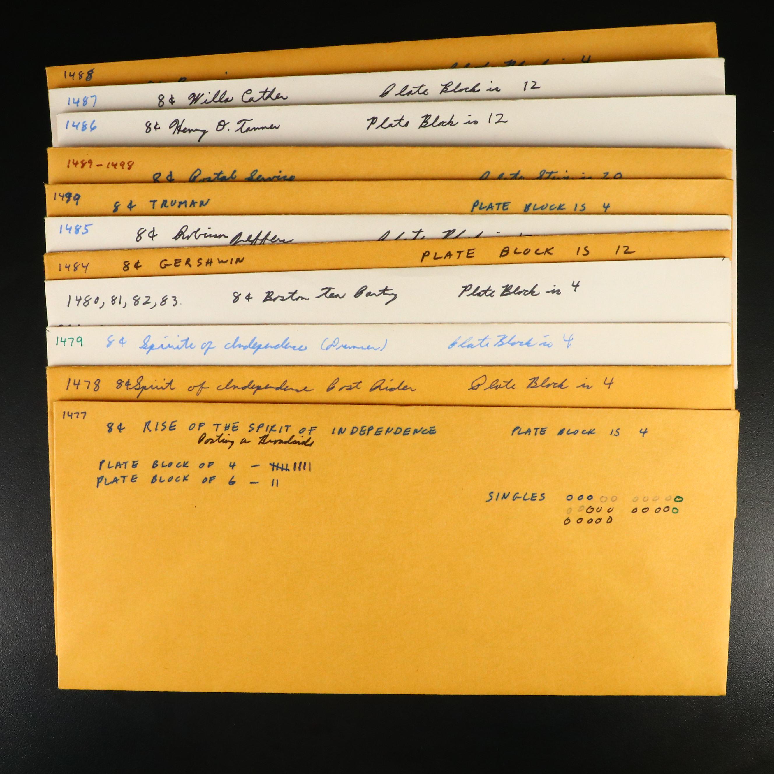 Large Collection of Mint Plate Strip and Plate Block Stamps, 1970s & 1980s