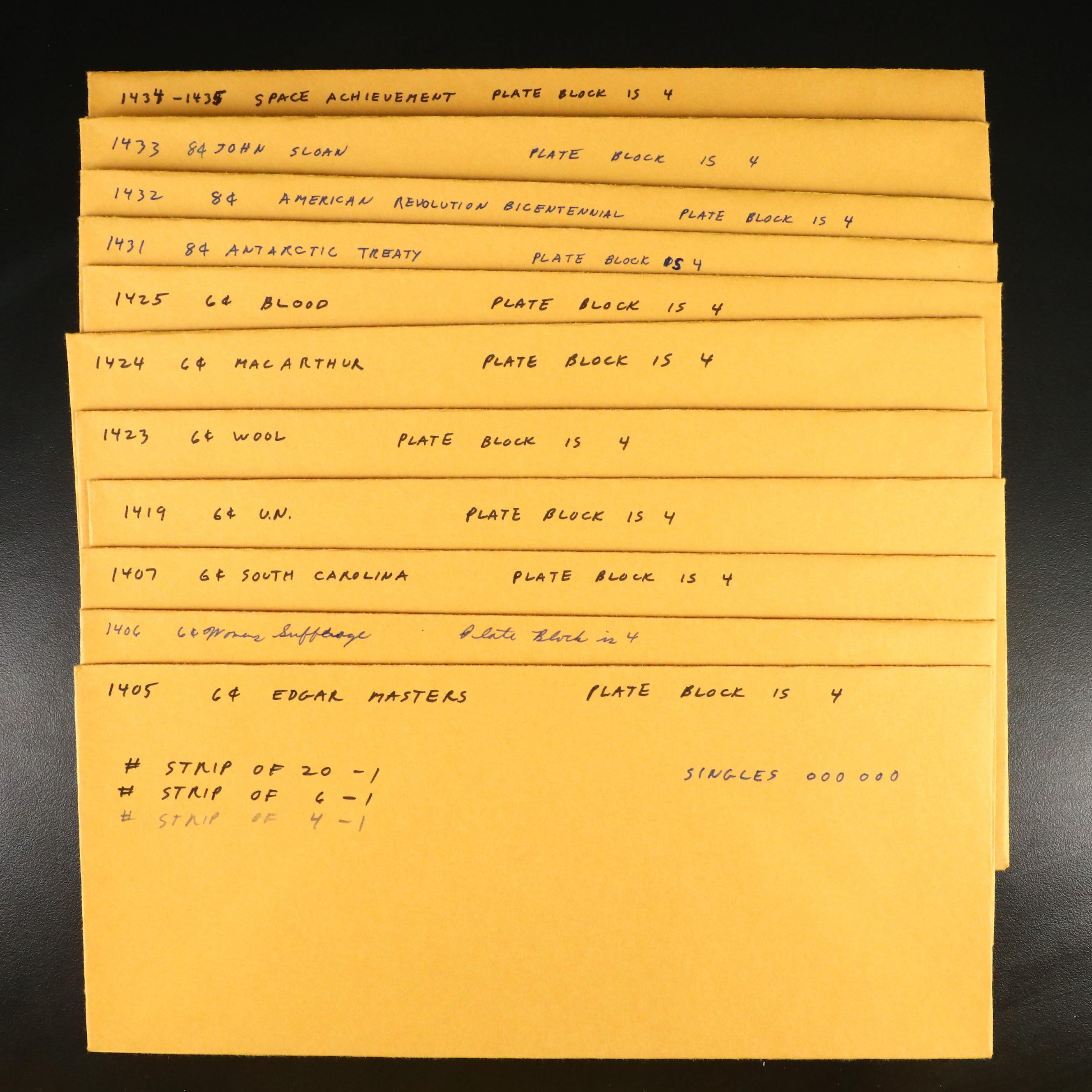 Large Collection of Mint Plate Strip and Plate Block Stamps, 1970s & 1980s