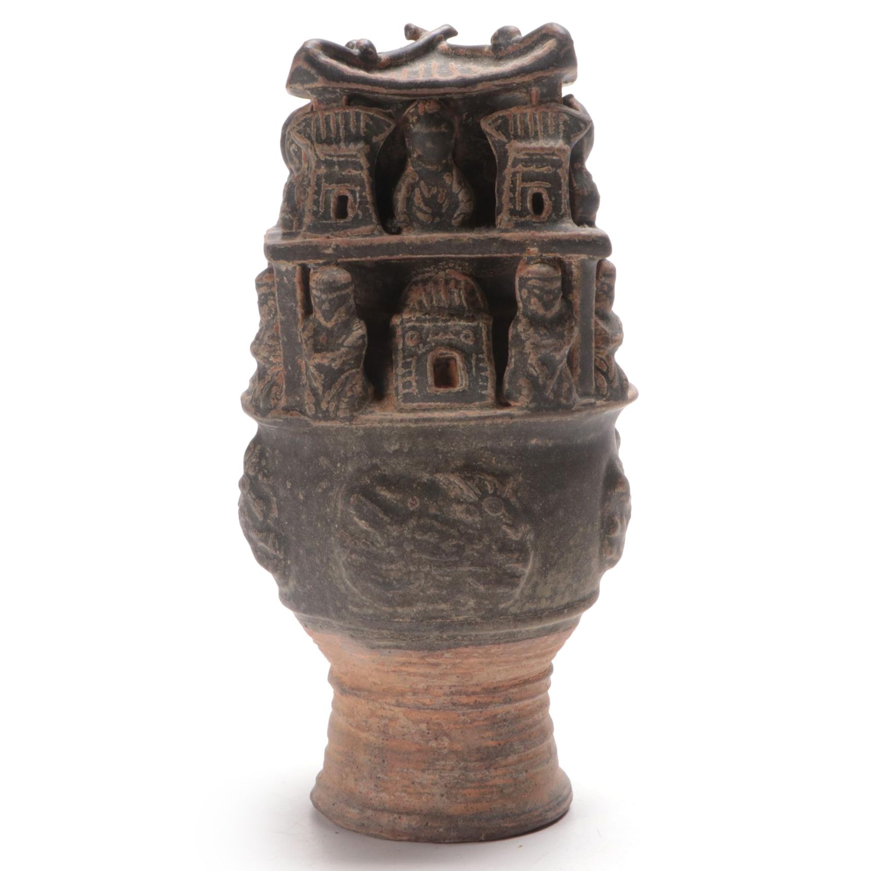 Chinese Jin Dynasty Style Hunping Earthenware Funerary Urn