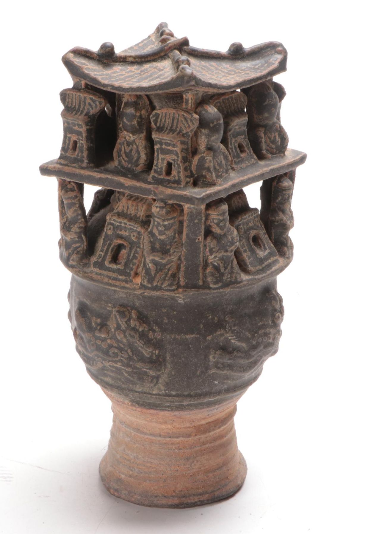 Chinese Jin Dynasty Style Hunping Earthenware Funerary Urn